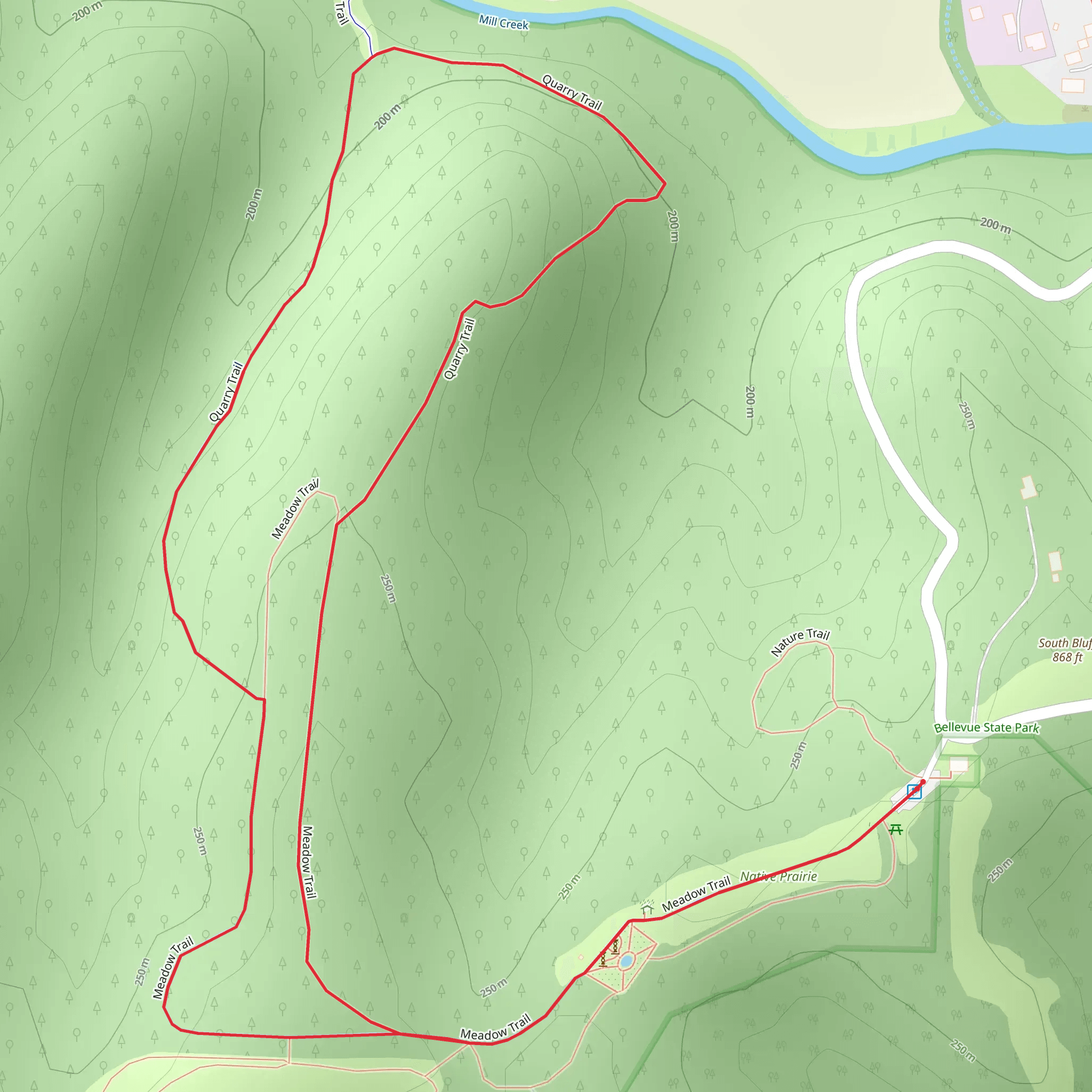 Meadow and Quarry Loop Trail mobile static map