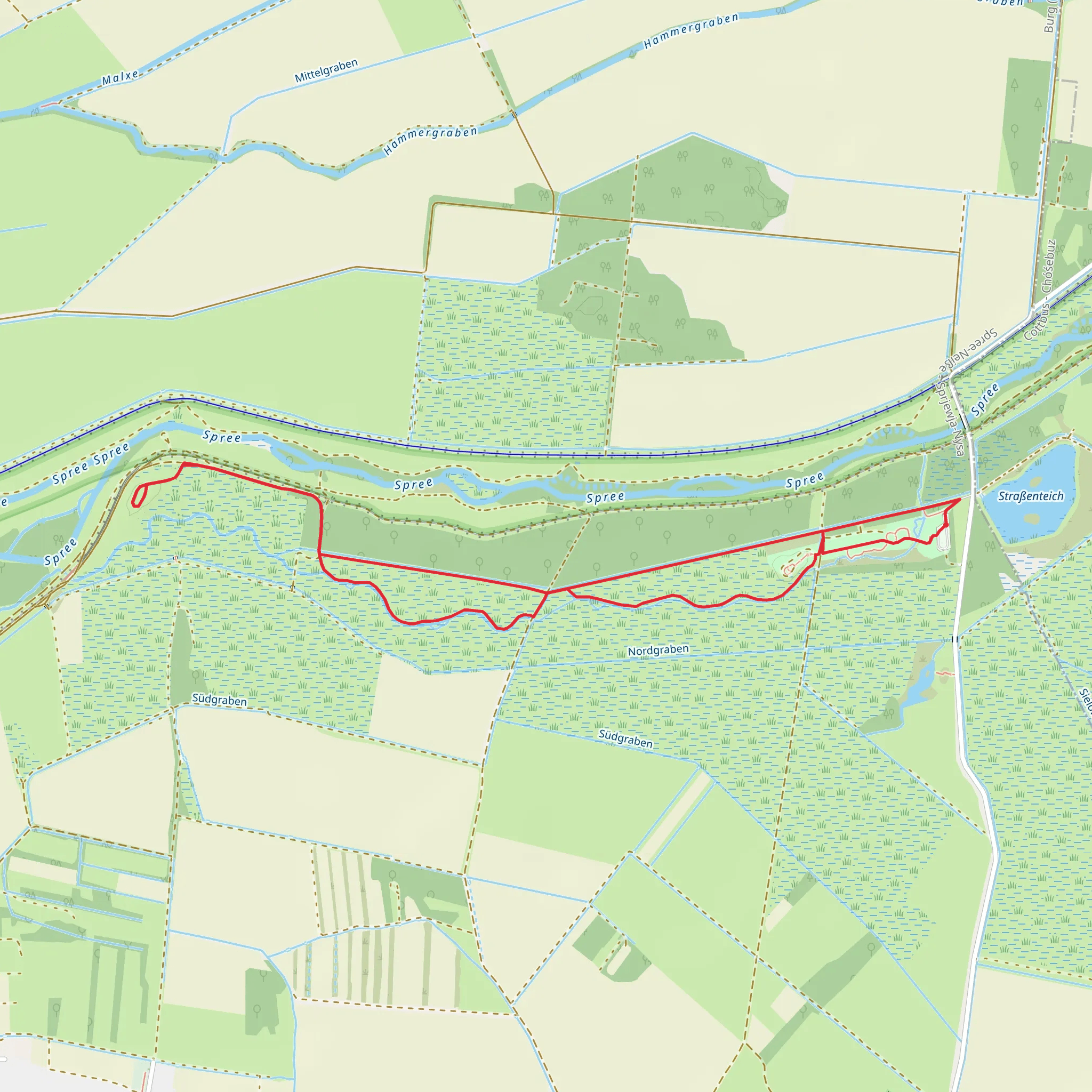 Renaturierte Spreeaue Auerochsenreservat Loop mobile static map
