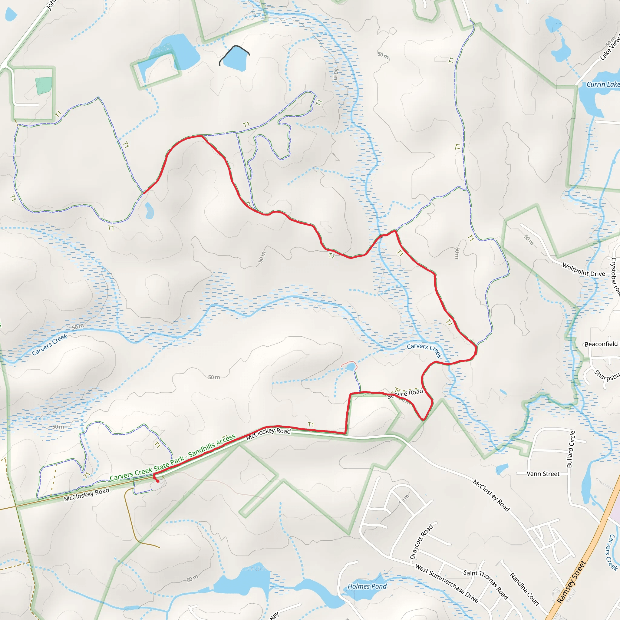 Longleaf Pine Trail mobile static map