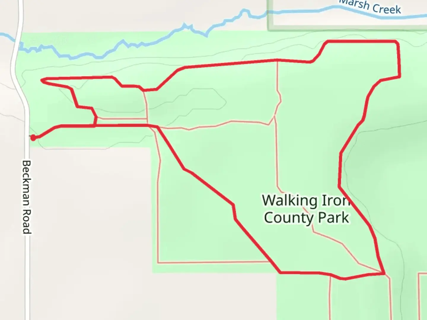 An image depicting the trail Walking Iron County Park Loop and its surrounding area.