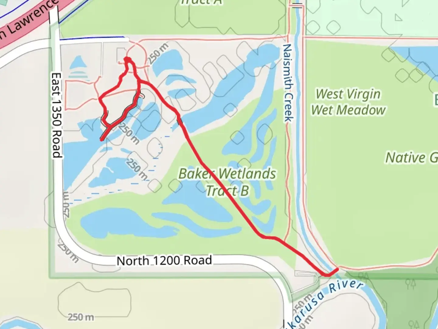 An image depicting the trail Boardwalk Trail and Diagonal Trail Loop and its surrounding area.