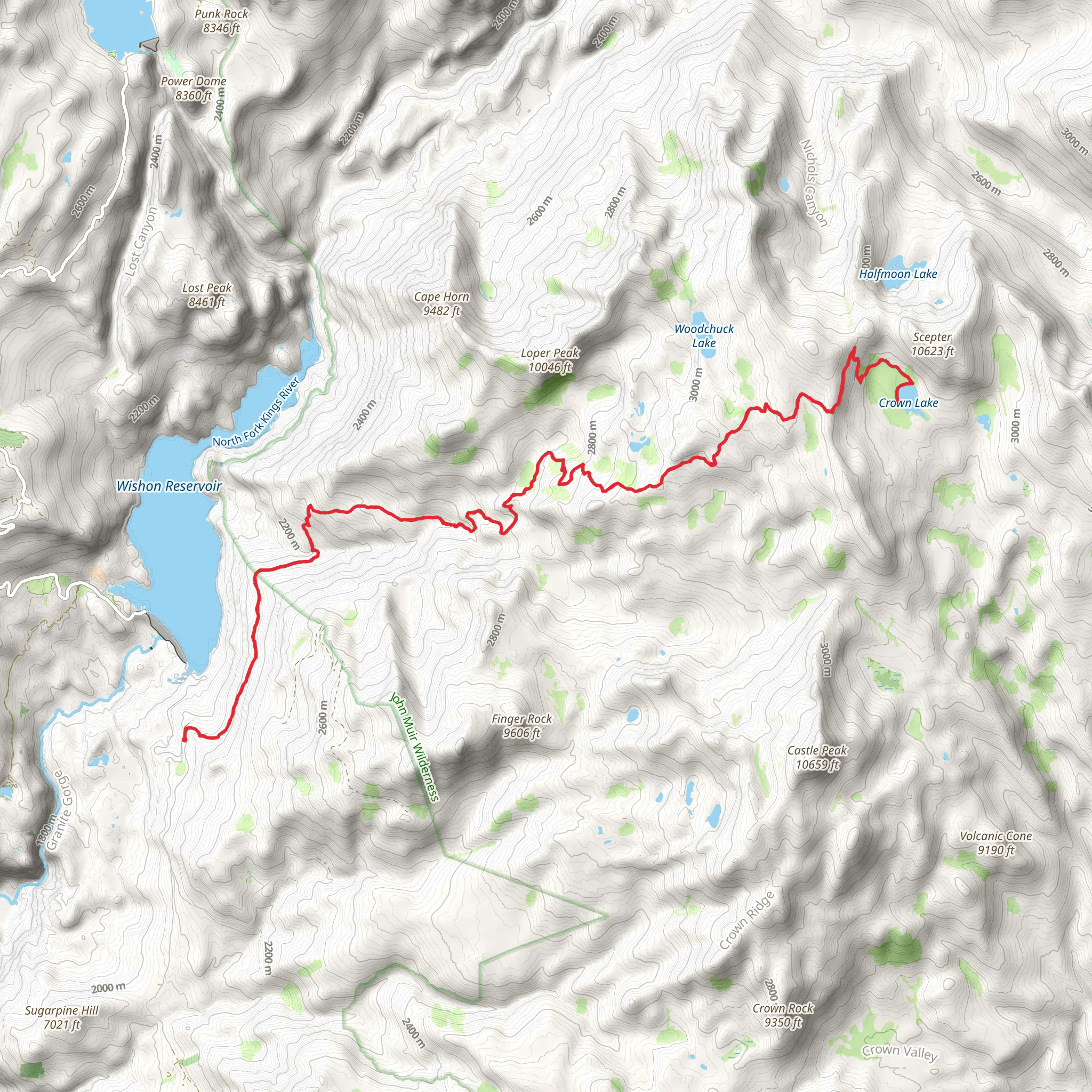 Crown Lake via Woodchuck Trail mobile static map