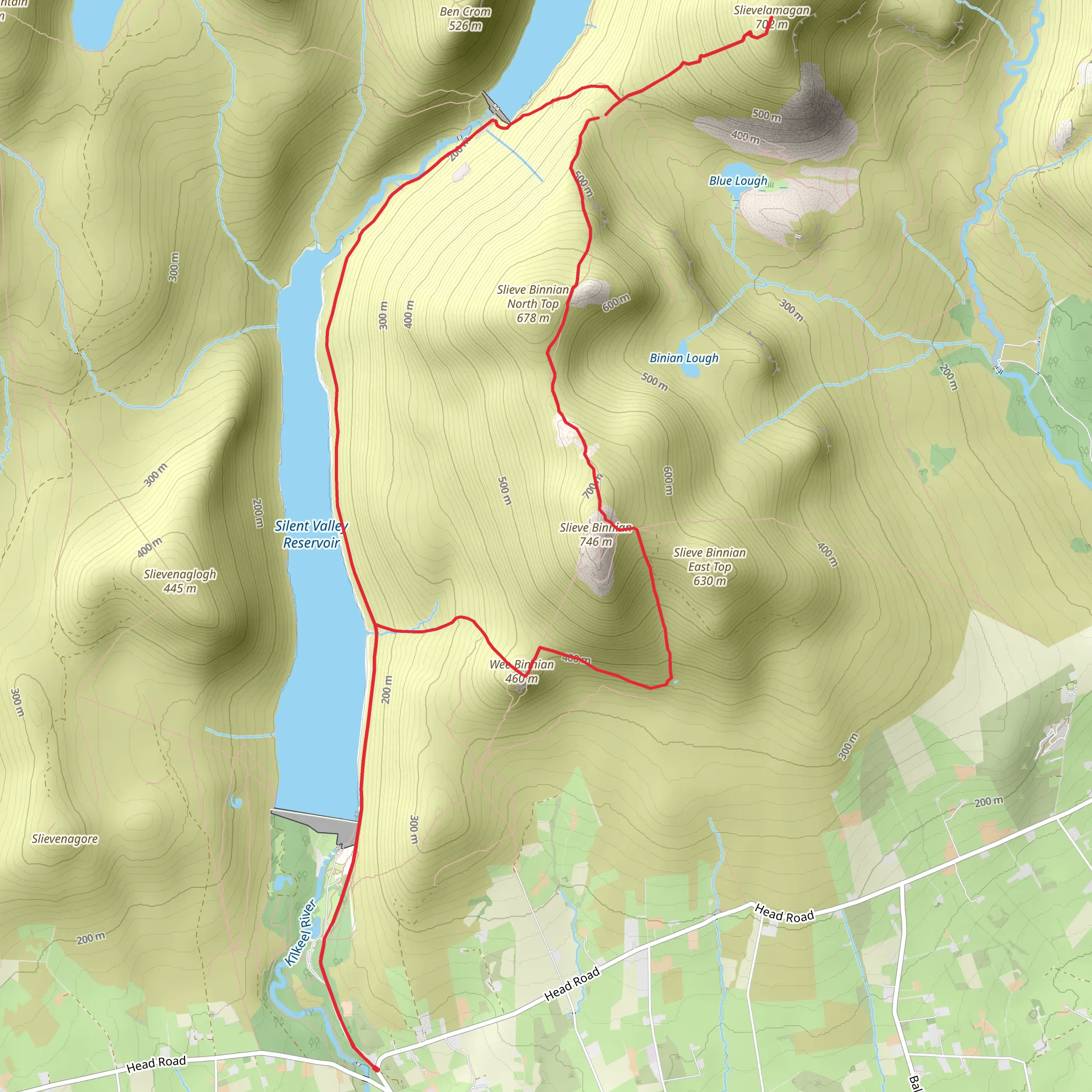 Slievelamagan - Slieve Binnian Loop mobile static map