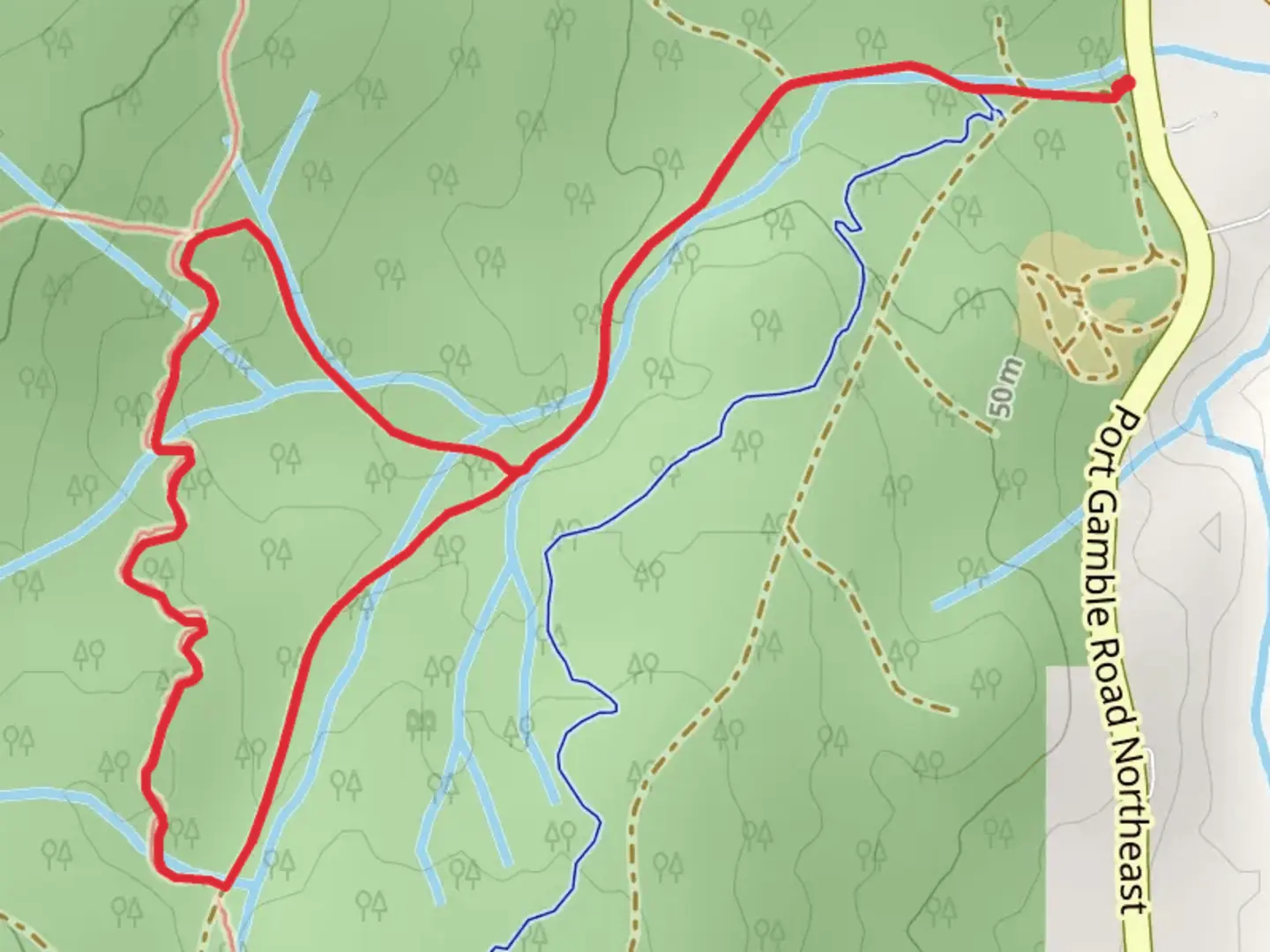 An image depicting the trail Lower Mirkwood and its surrounding area.