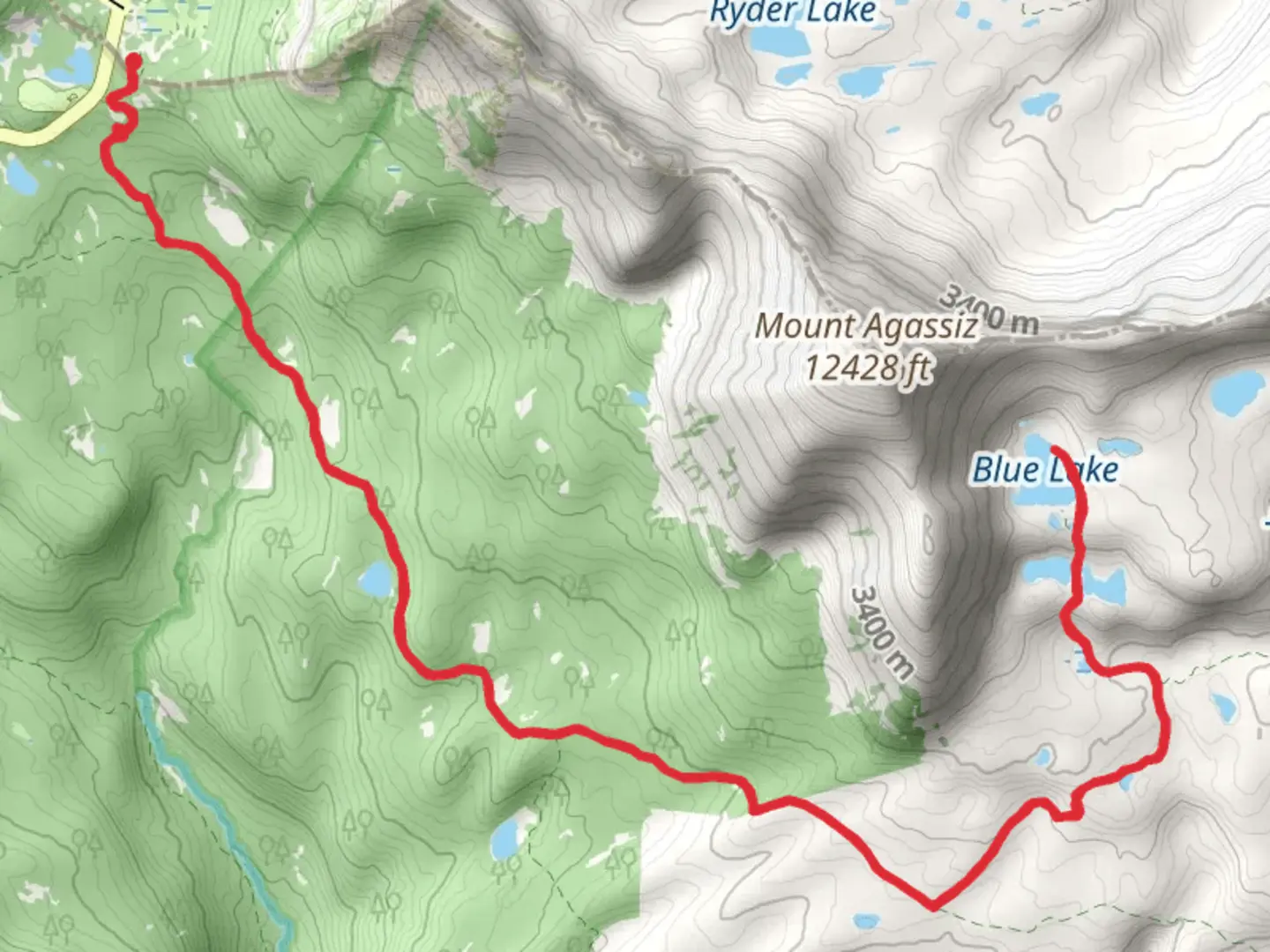 An image depicting the trail Blue Lake via Uinta Highline Trail and its surrounding area.