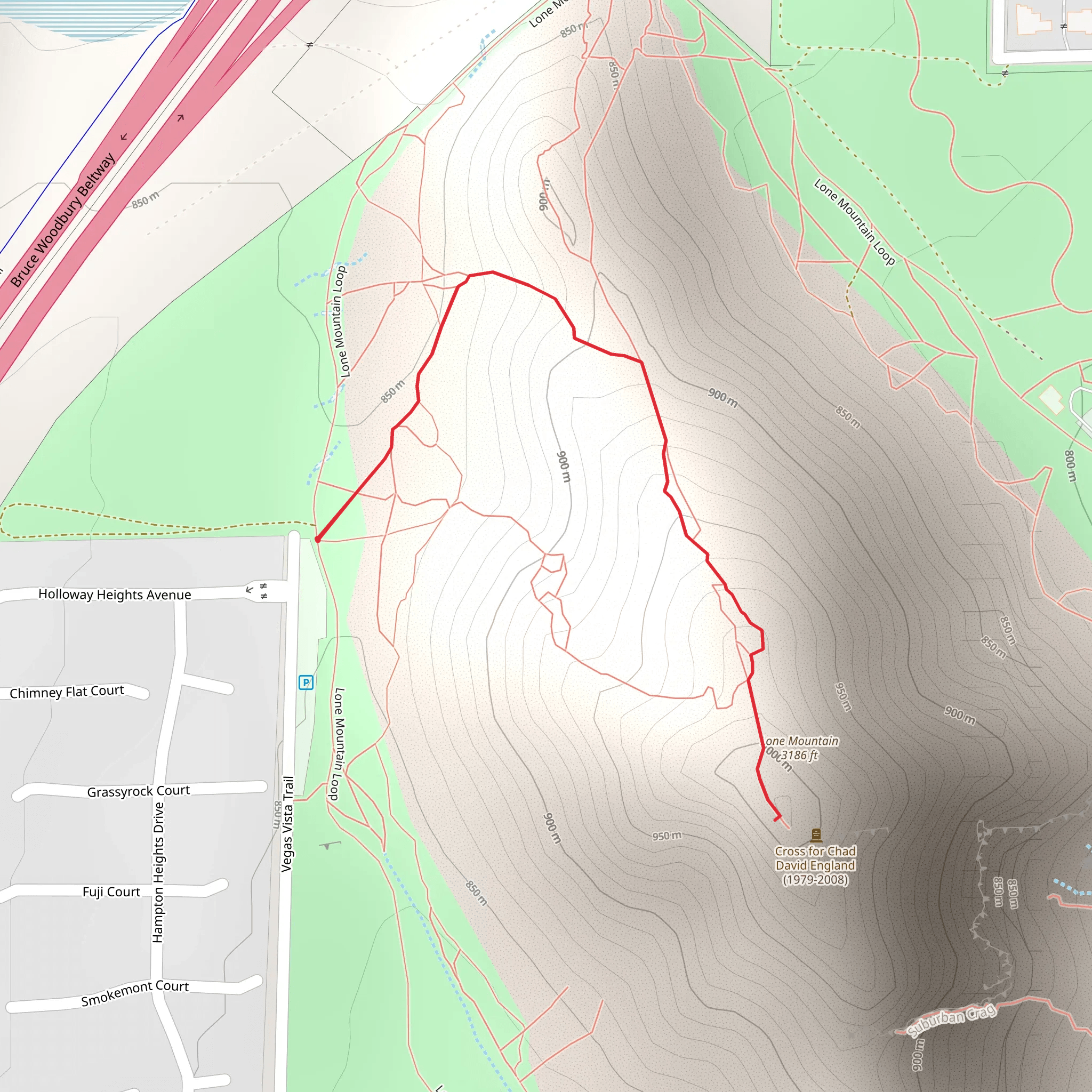 Lone Mountain Out and Back mobile static map