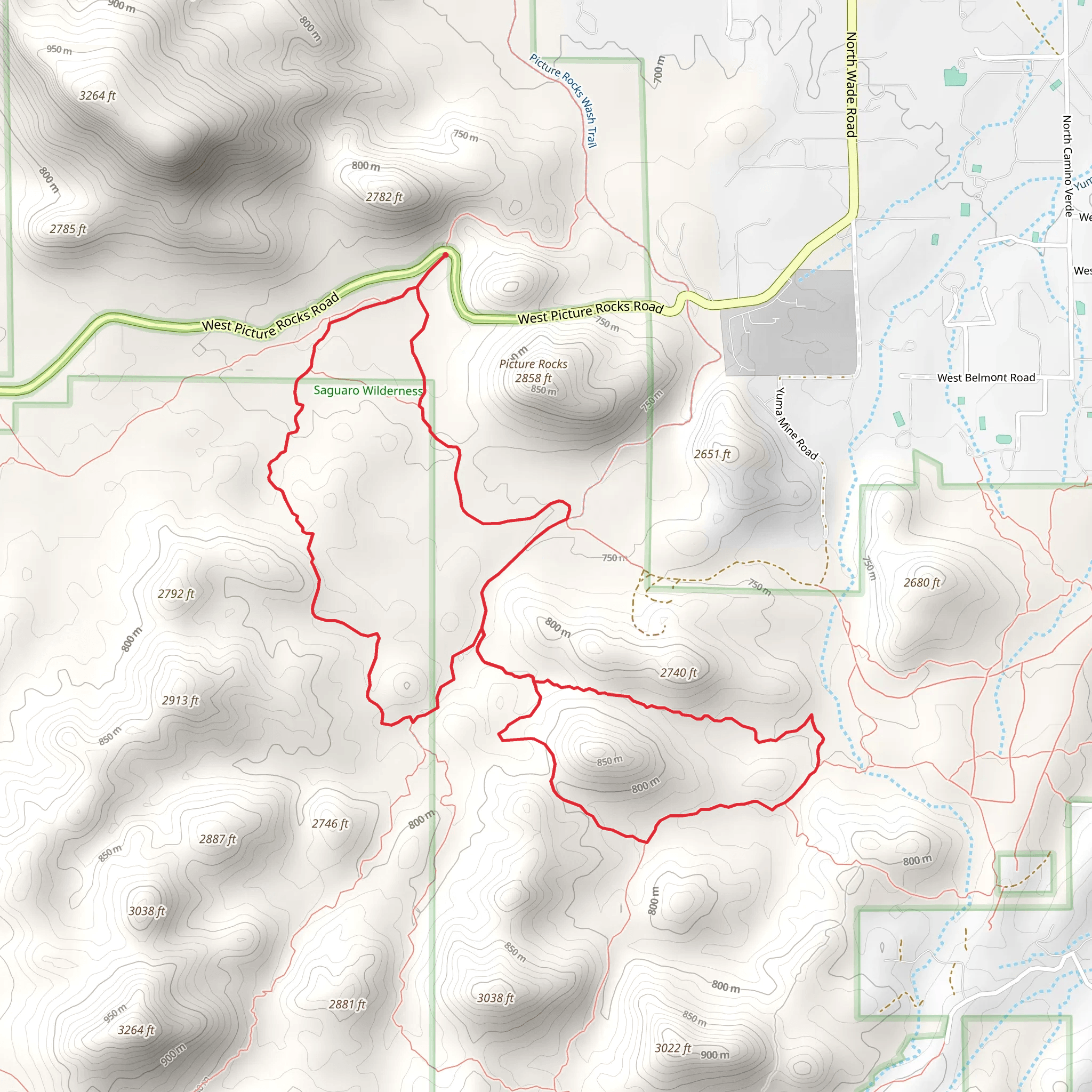 Gila Monster and Ironwood Forest Loop Trail mobile static map