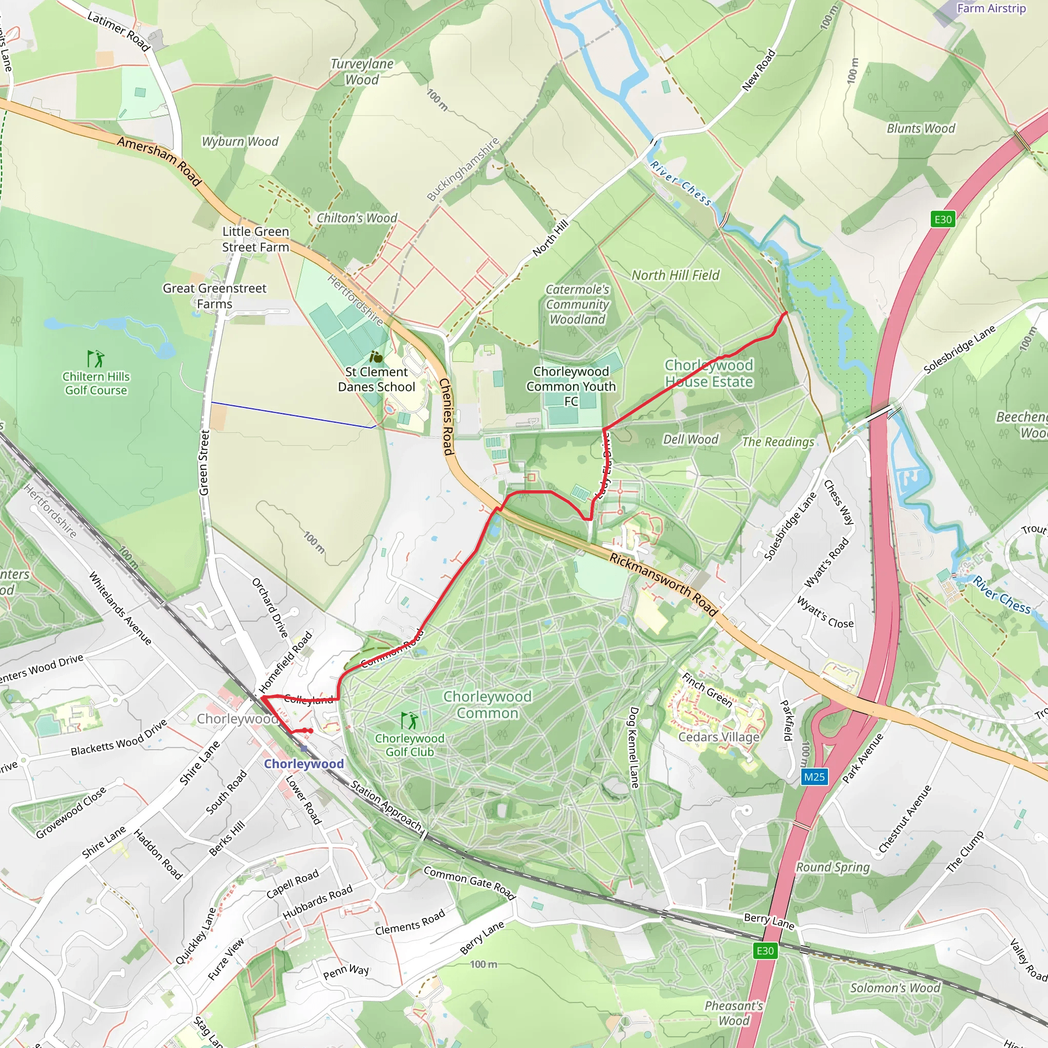 Chorleywood via Chess Valley Walk mobile static map