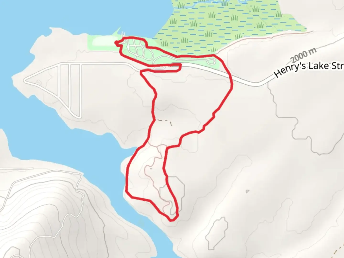 An image depicting the trail Howard Slough Trail, Aspen Loop and Outlet Overlook Trail Loop and its surrounding area.
