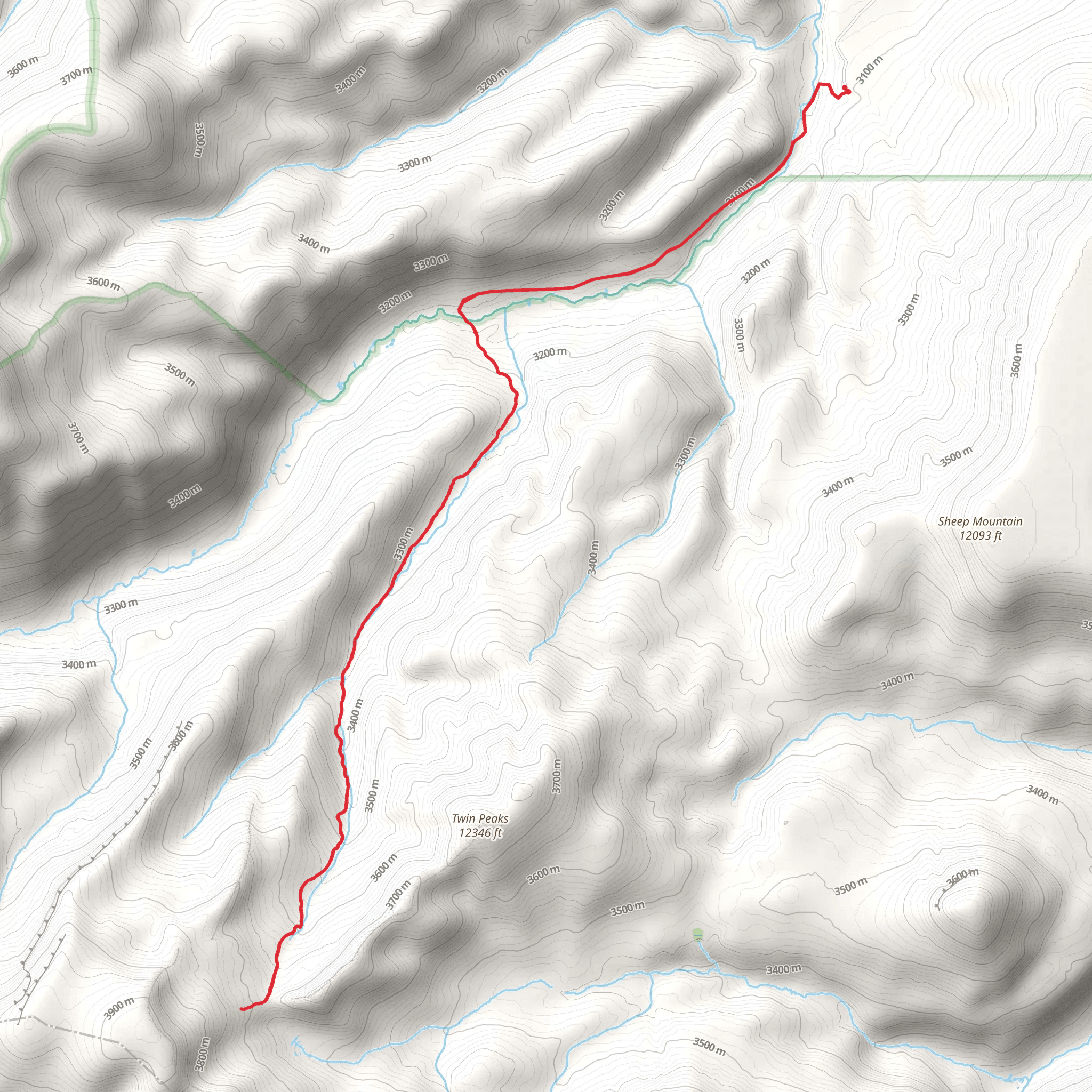 Twin Peaks Trail via Middle Fork Saguache Creek mobile static map