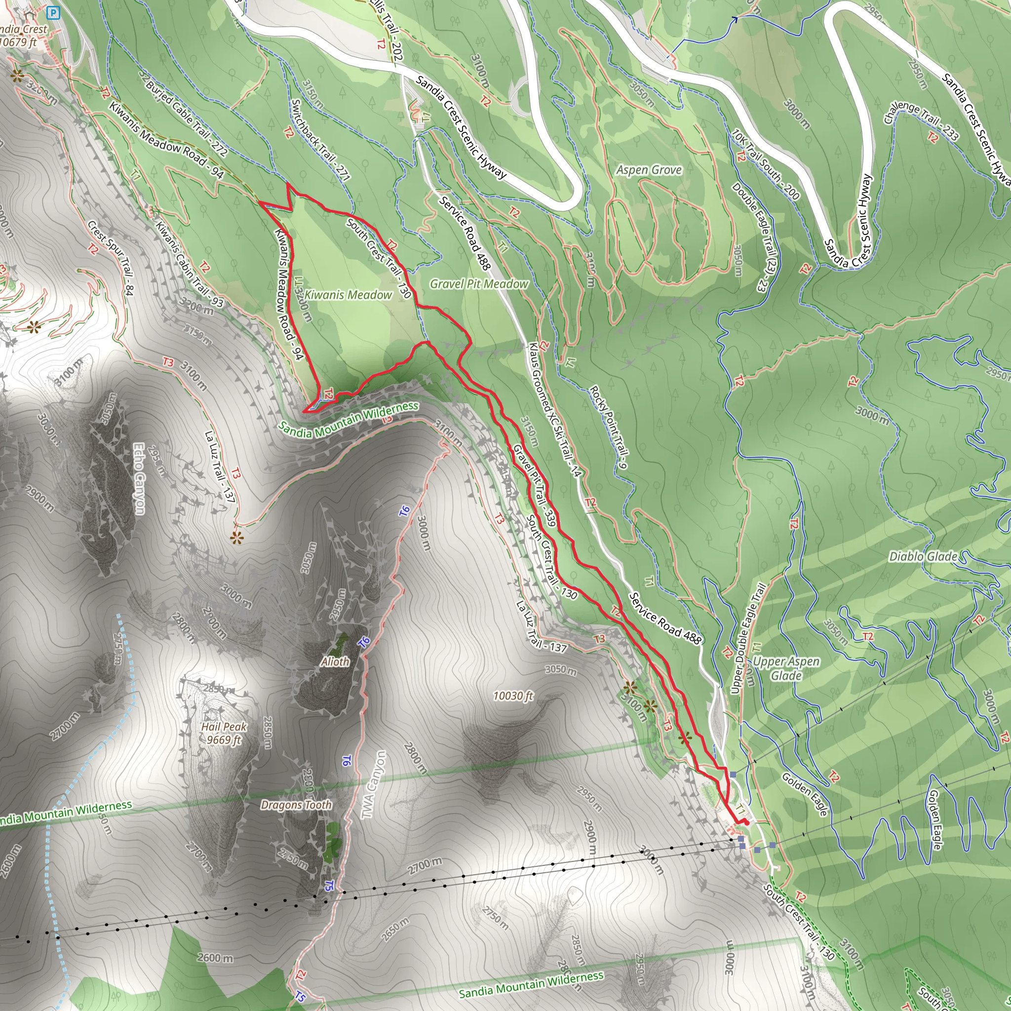 Gravel Pit and South Crest Loop Trail mobile static map