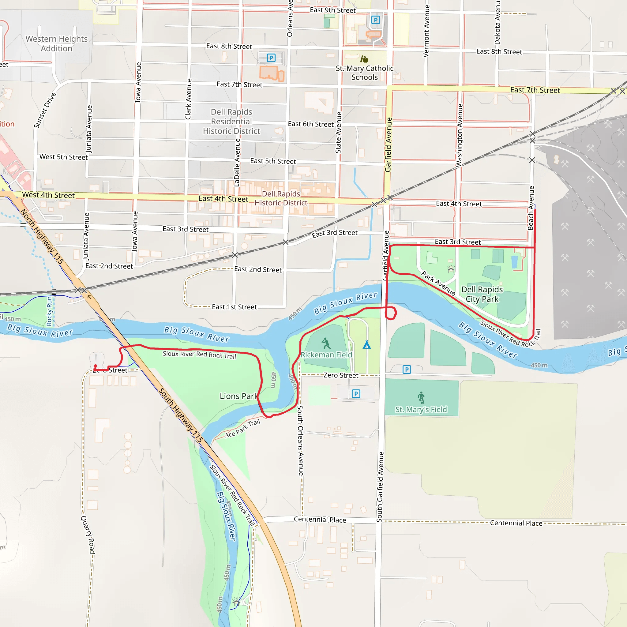 Dell Rapids Recreational Loop Trail - Phase 1 and 2 mobile static map