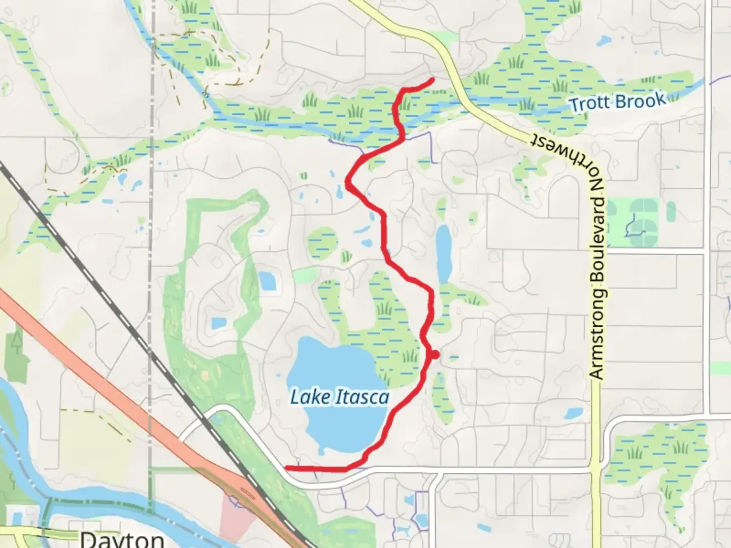 An image depicting the trail Lake Itasca Trail and its surrounding area.