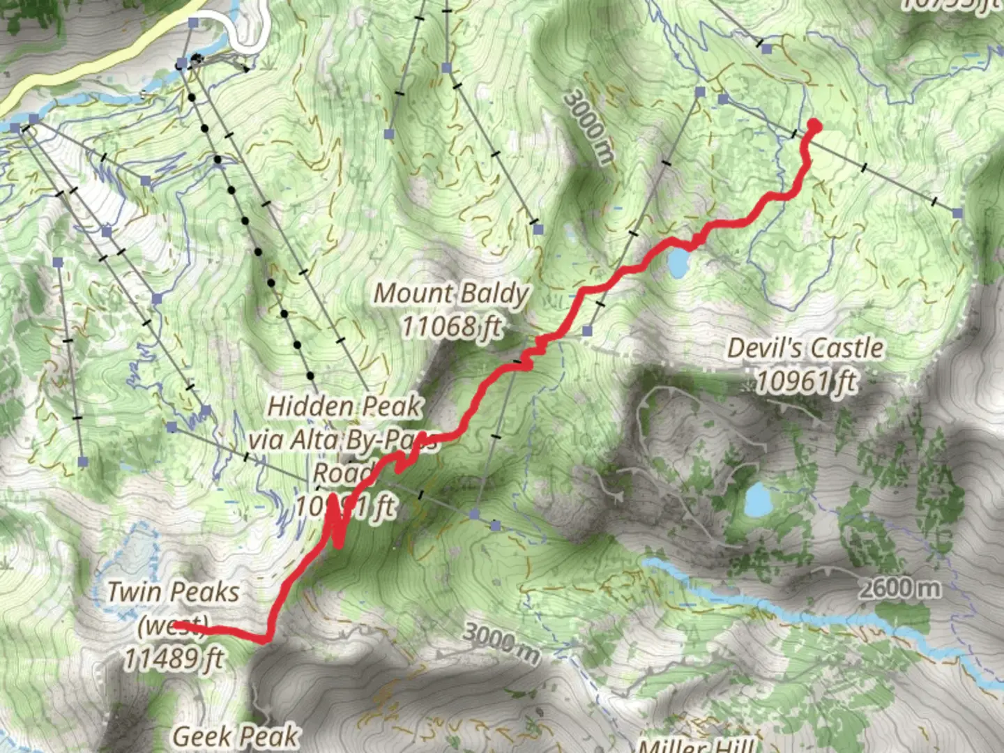 An image depicting the trail Wildflower Trail and Twin Peaks Trail and its surrounding area.
