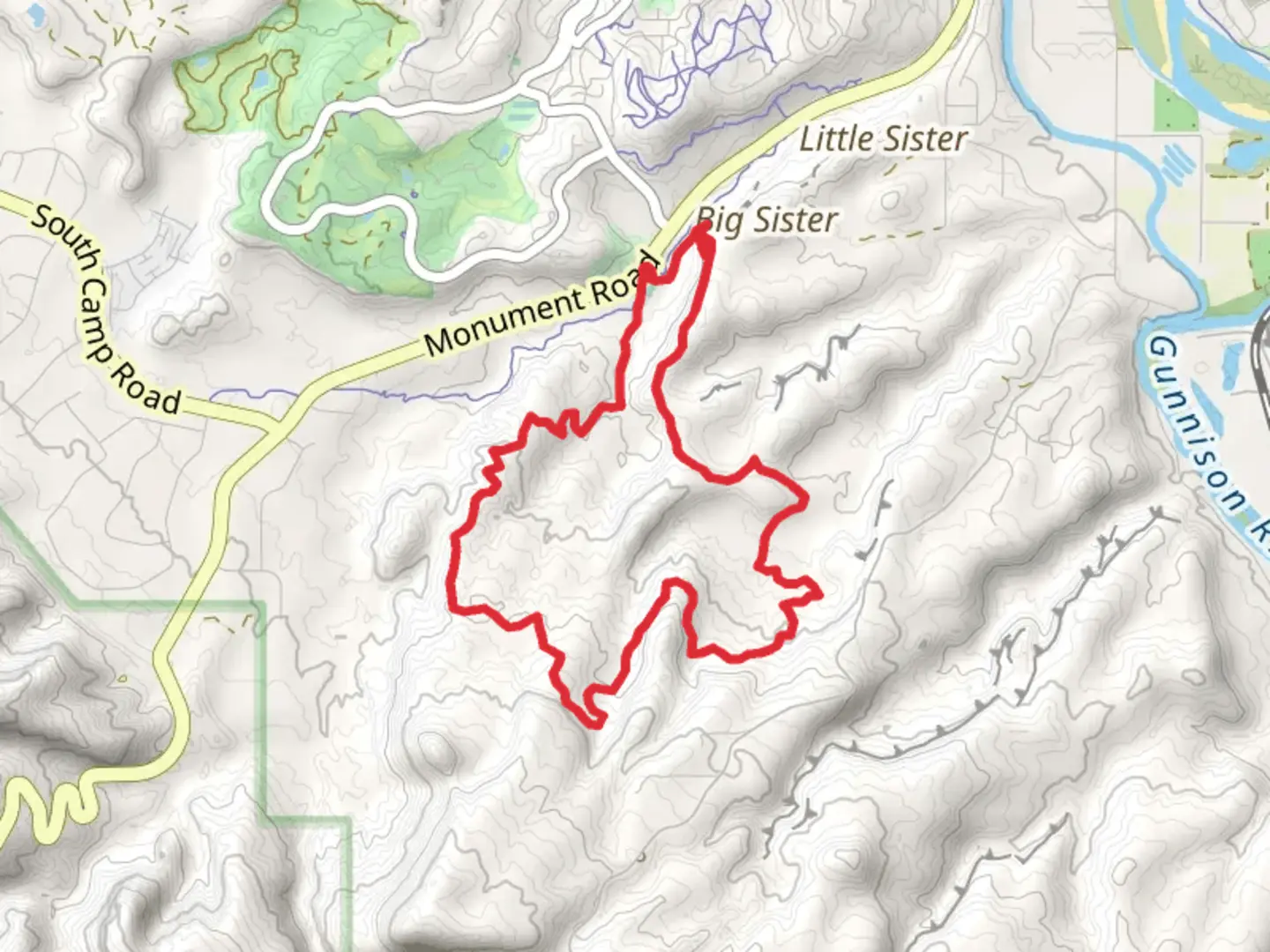 An image depicting the trail Holy Cross - Curt's Up - Eagle's Wing Loop Trail and its surrounding area.