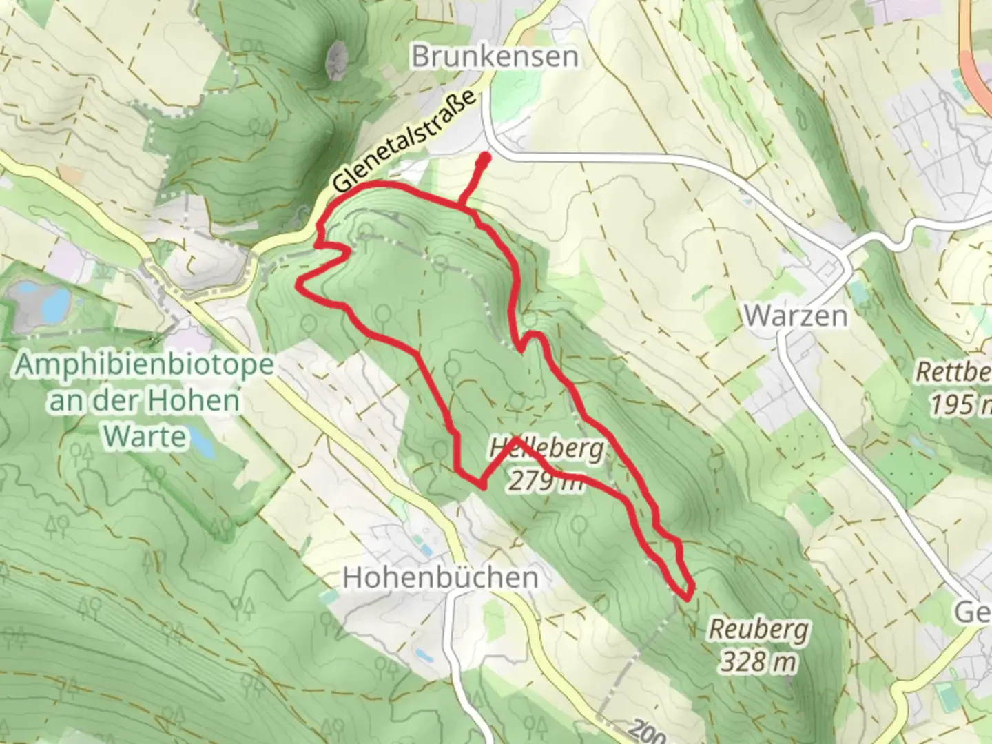 An image depicting the trail Reuberg Loop and its surrounding area.