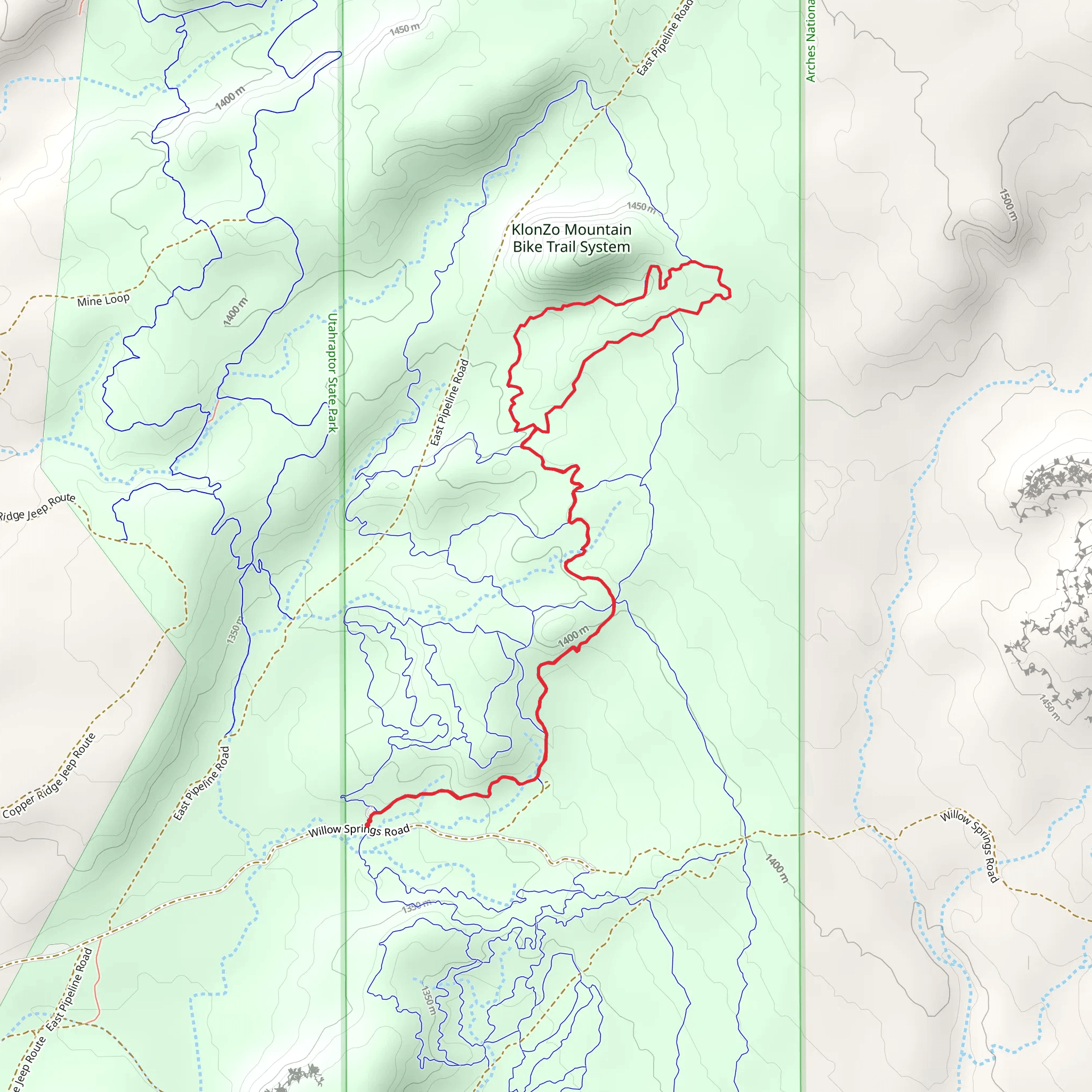 Cross Canyon and Wahoo Loop mobile static map
