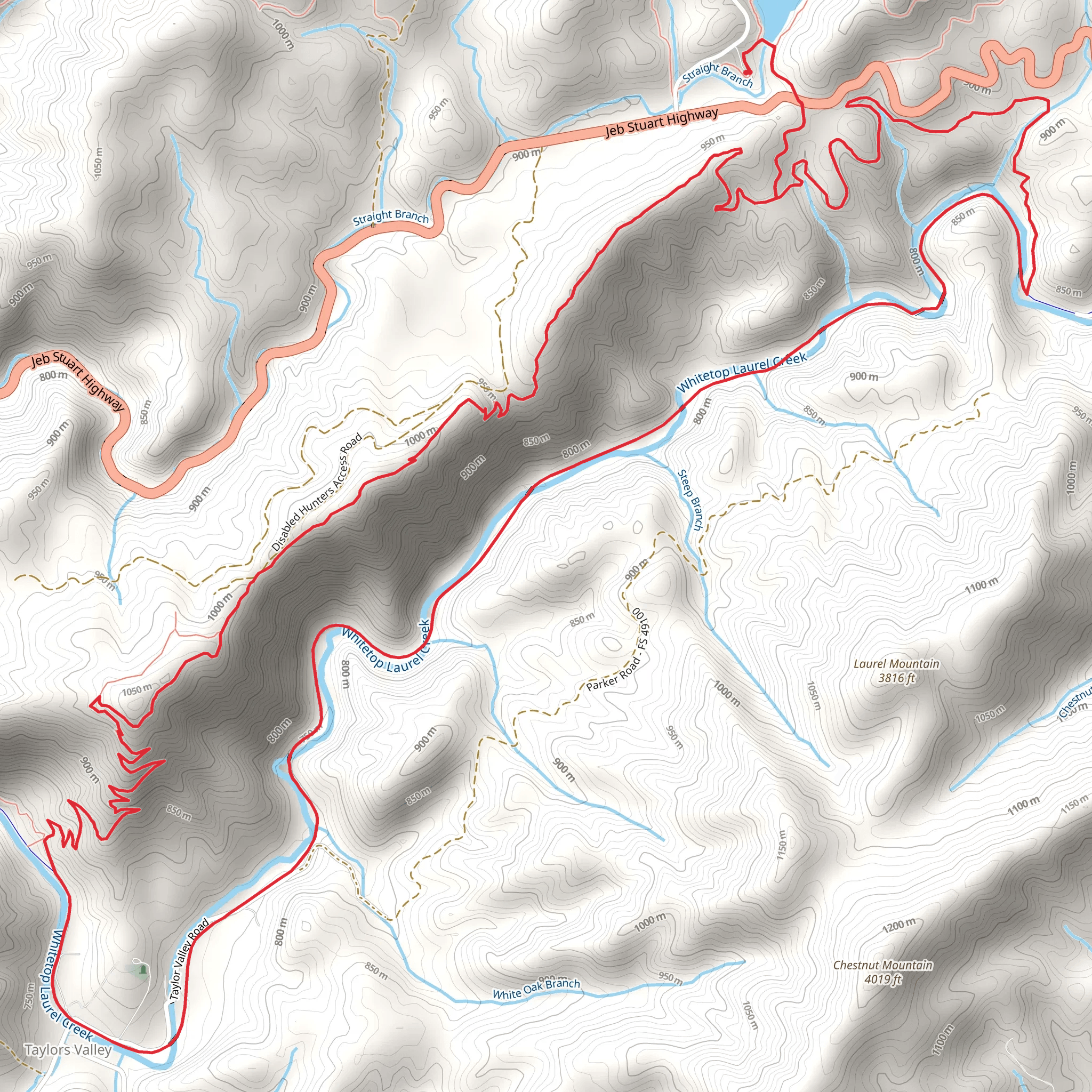 Bear Tree Gap, Appalachian and Virginia Creeper Loop Trail mobile static map