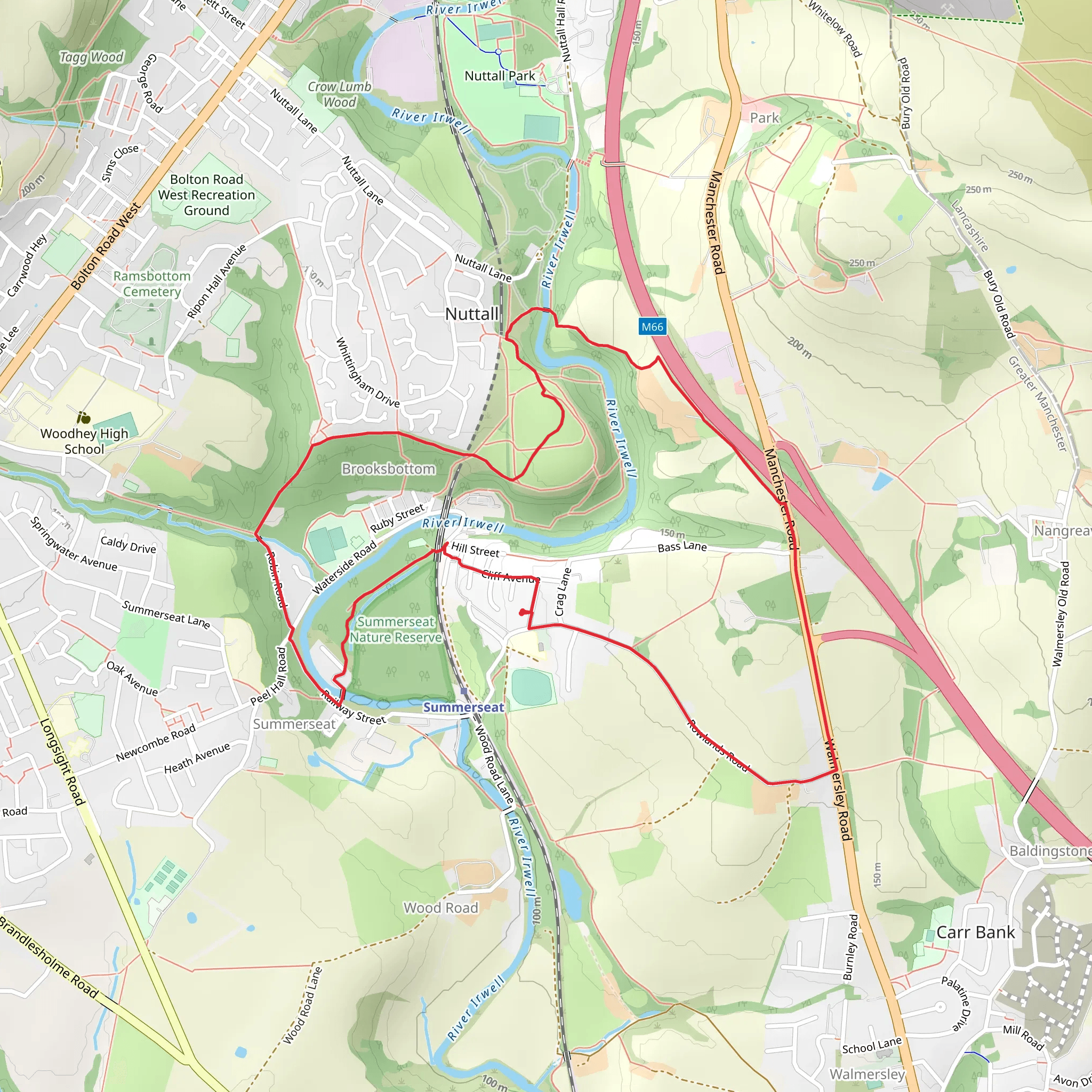 Brooksbottom and River Irwell Loop mobile static map