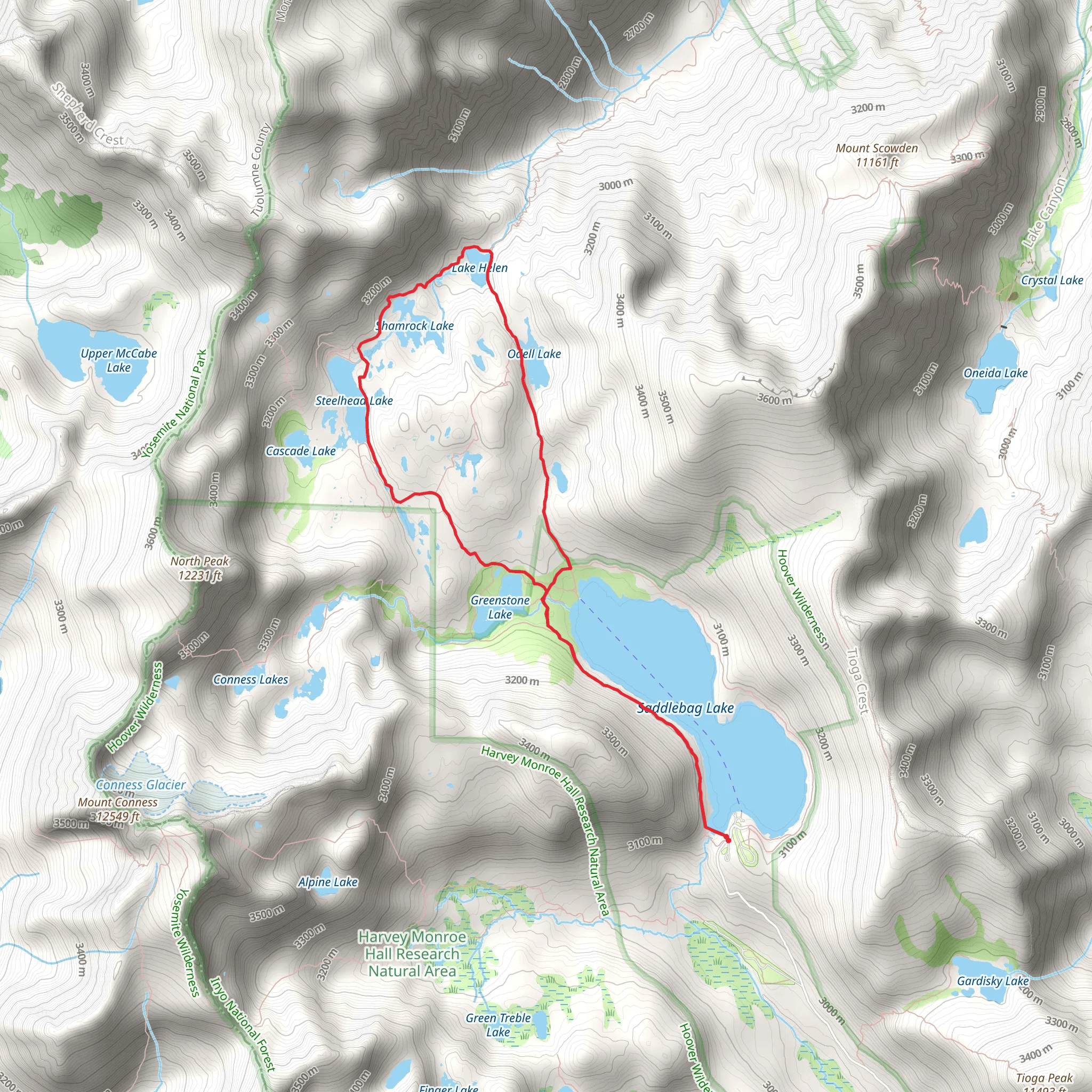 20 Lakes Basin Loop Trail mobile static map