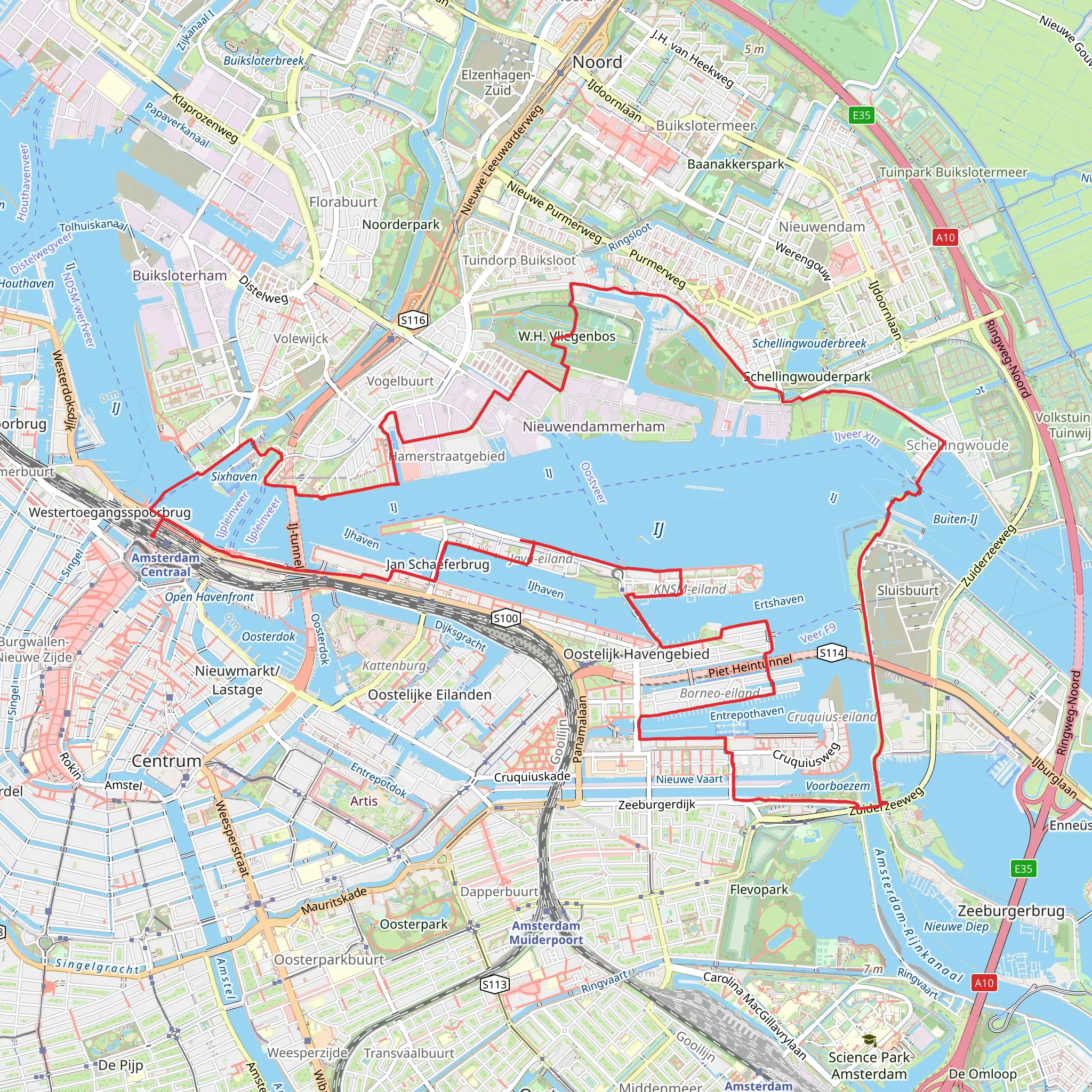 Verbindingsdam, Blauwehoofdbrug and Schellingwoude Loop mobile static map