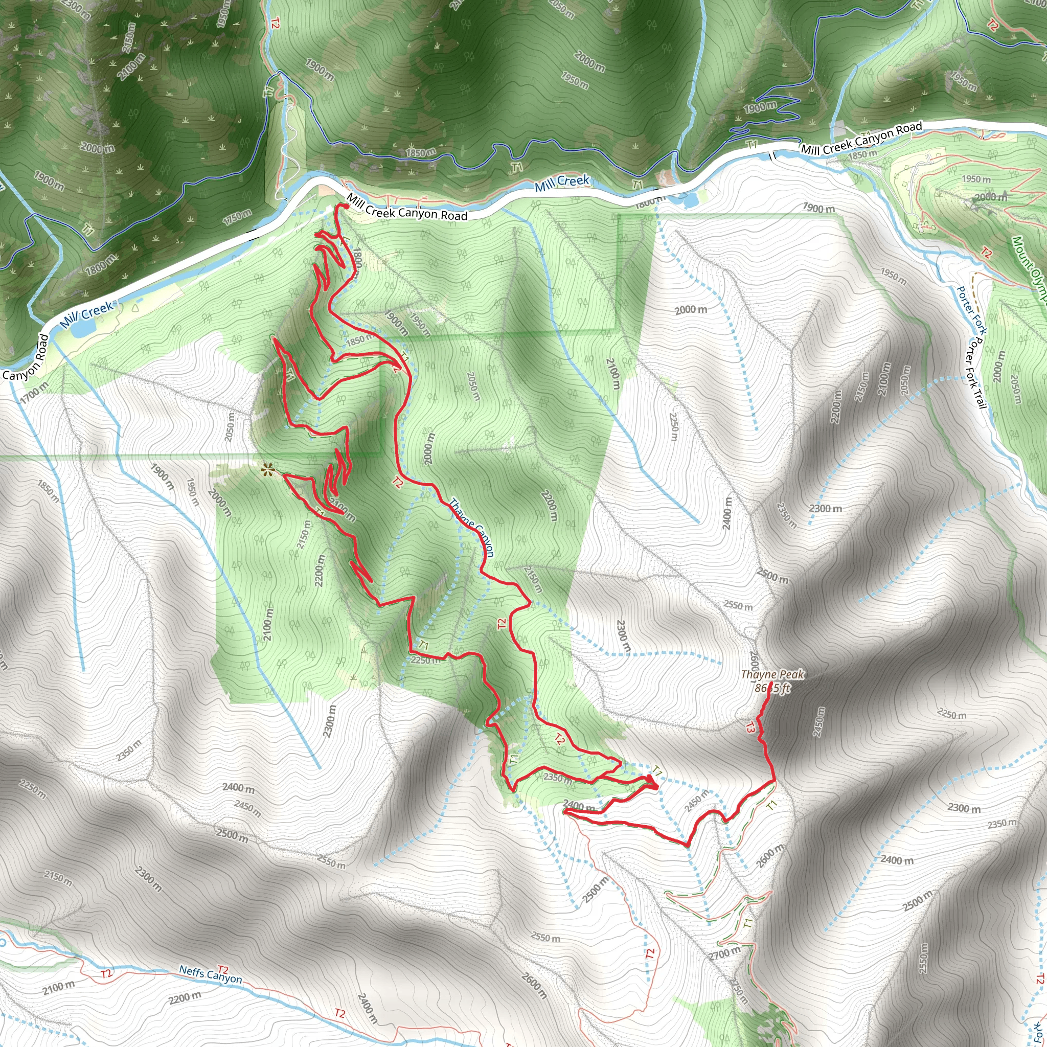 Thayne Peak via Desolation Trail and Thayne Canyon Trail mobile static map