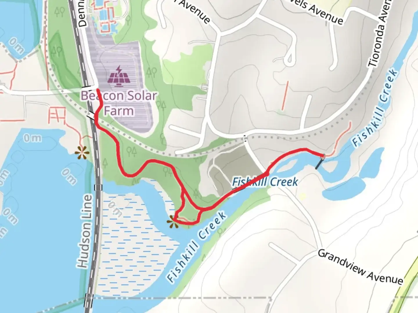 An image depicting the trail Fishkill Creek and White Tail Trail and its surrounding area.