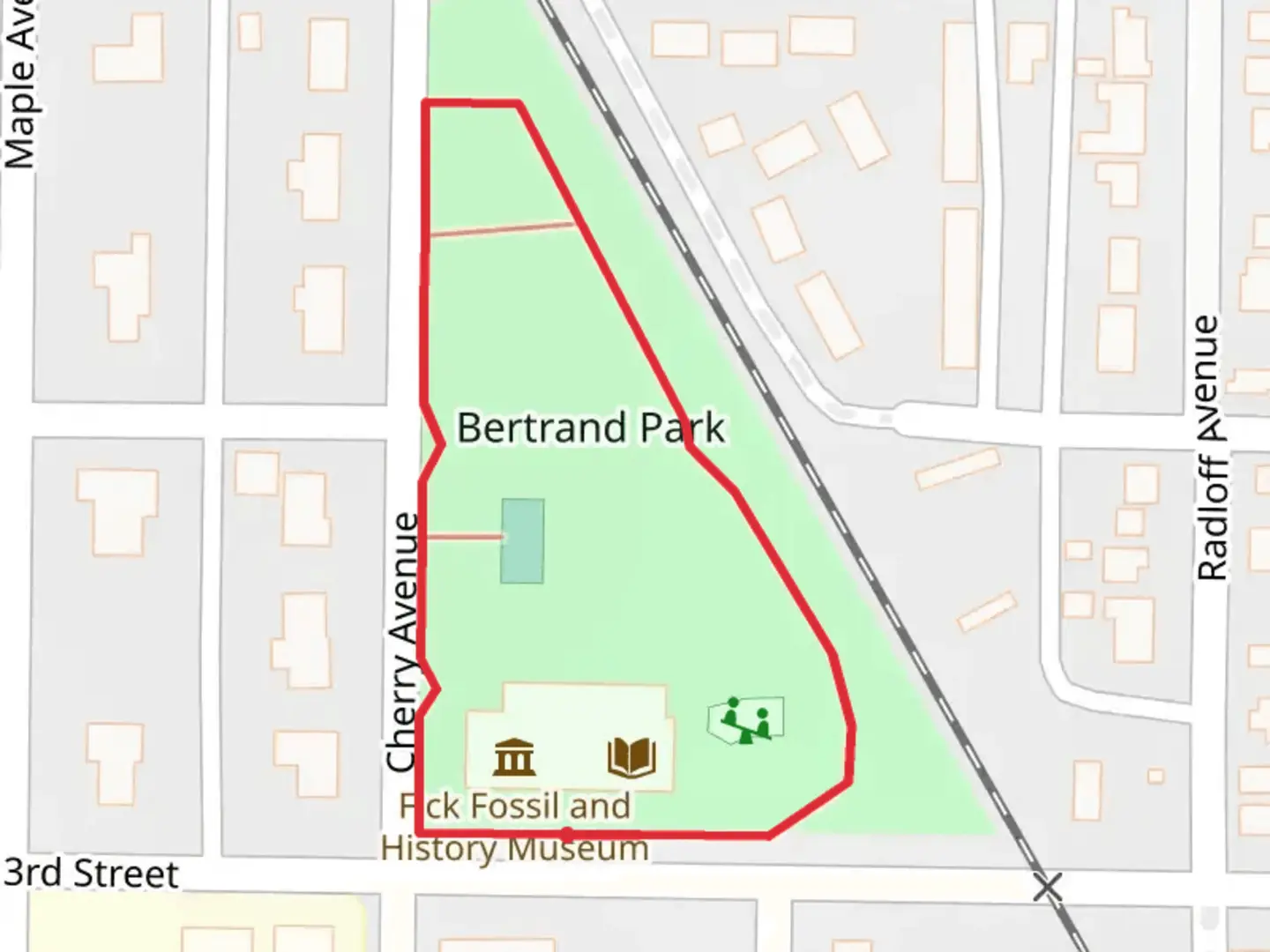 An image depicting the trail Bertrand Park Loop and its surrounding area.