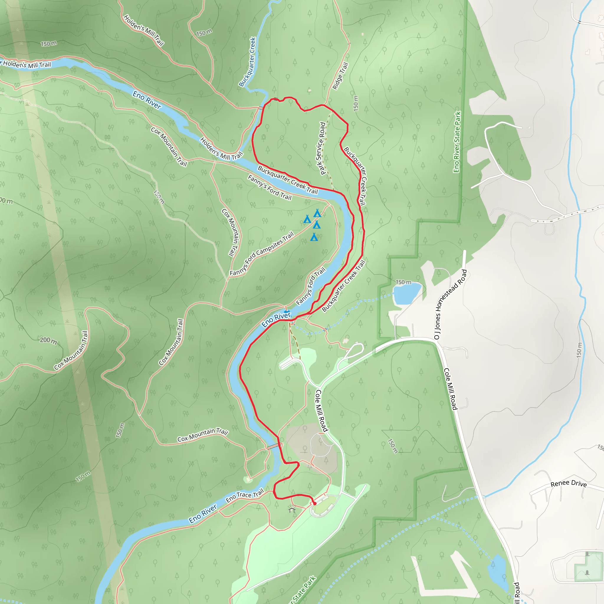 Cox Mountain Trail and Buckquarter Creek Loop Trail mobile static map