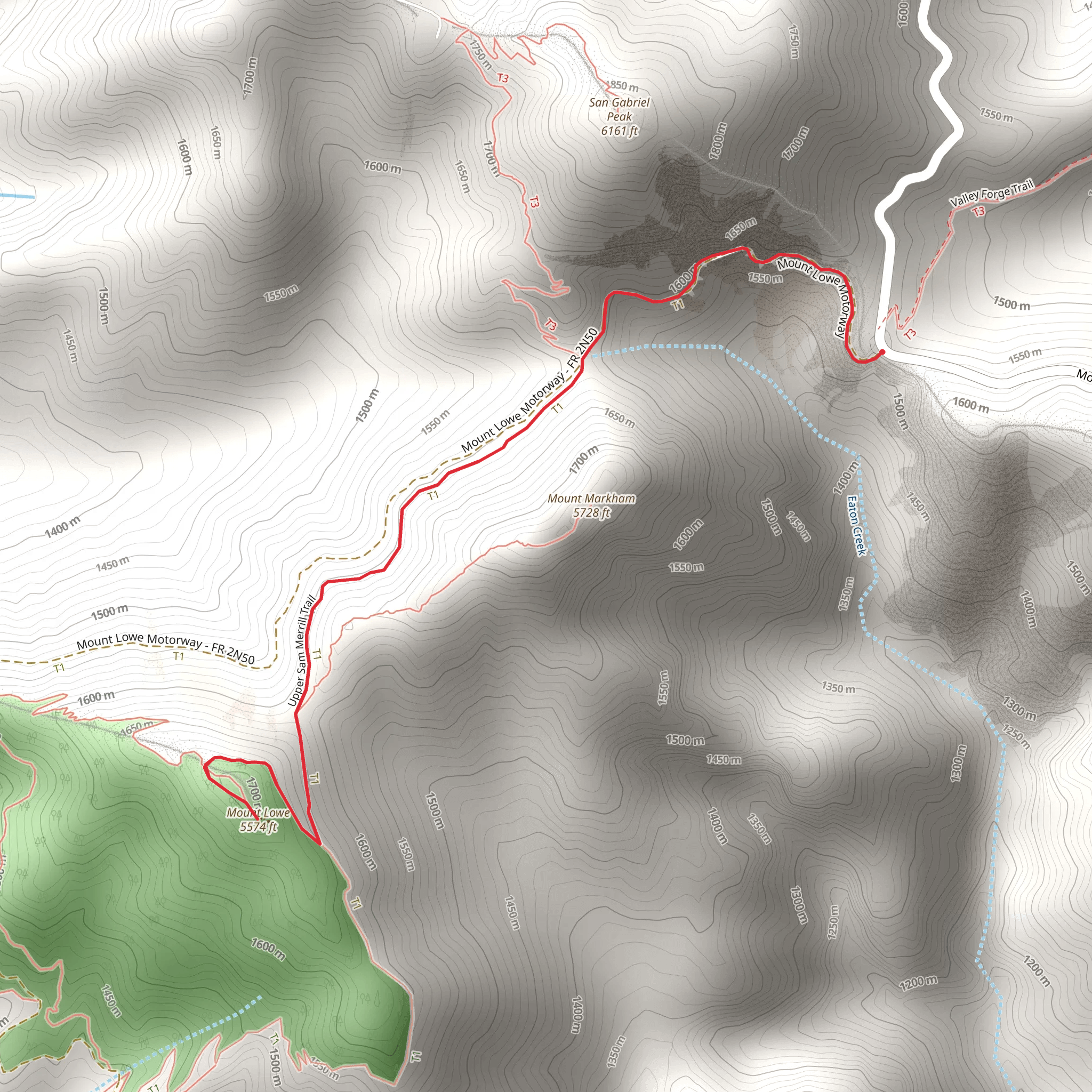 Mount Lowe from Eaton Saddle mobile static map