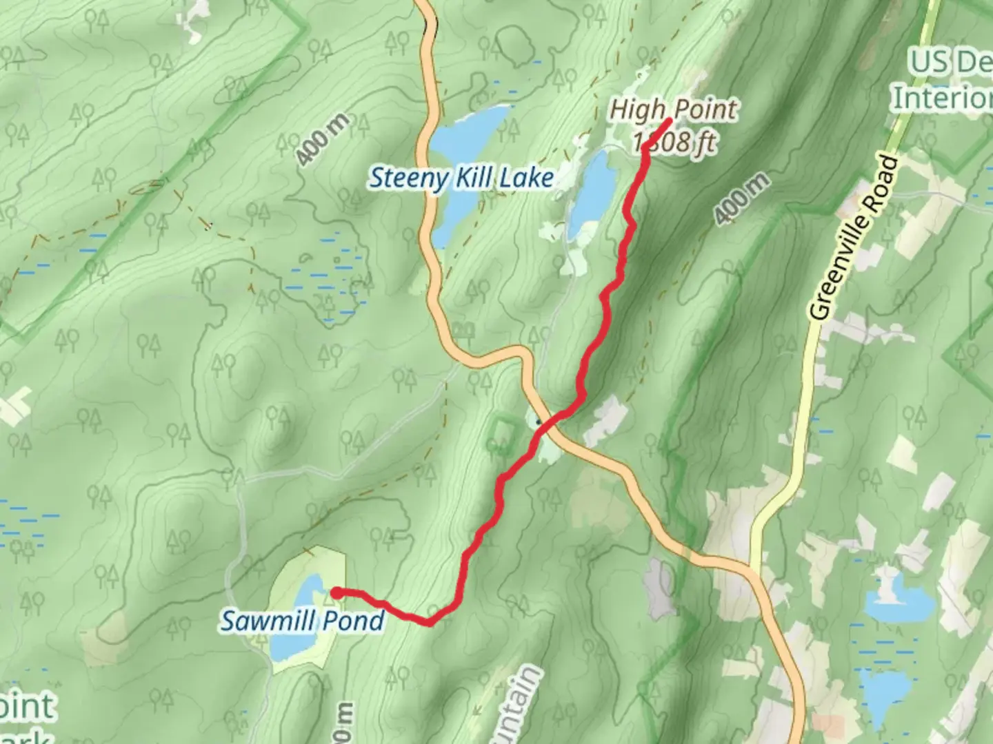An image depicting the trail Kittatinny Mountain and Lake Marcia Trail and its surrounding area.