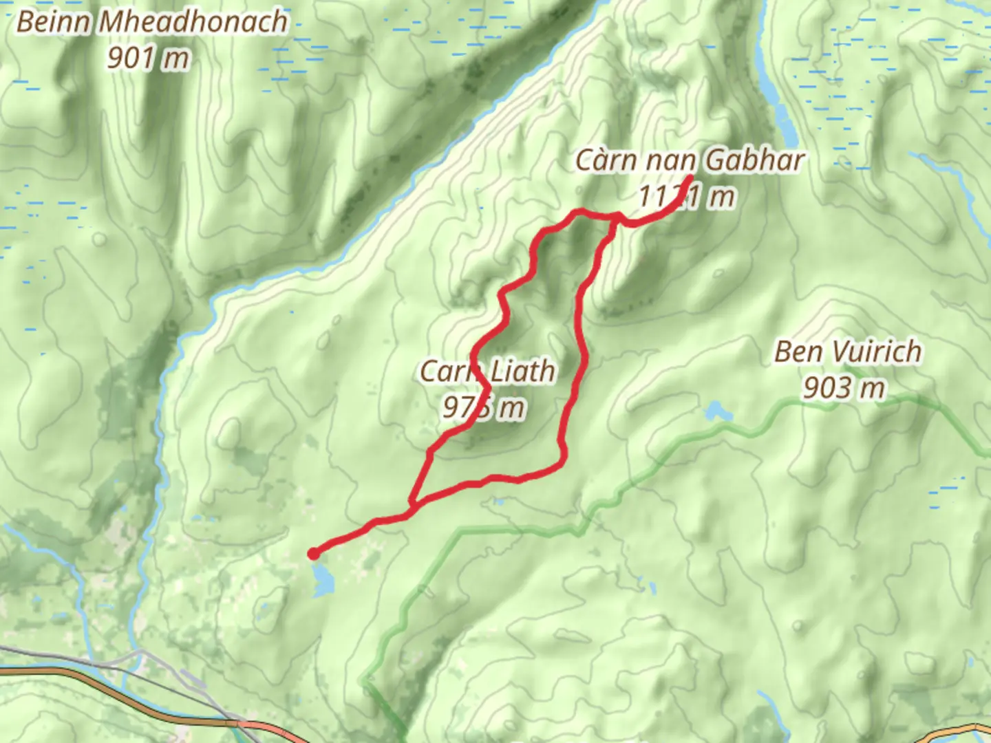 An image depicting the trail Beinn ‘a Ghlo and its surrounding area.