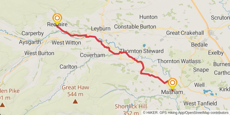 Ravenglass to Scarborough in North of England stage 10 Map
