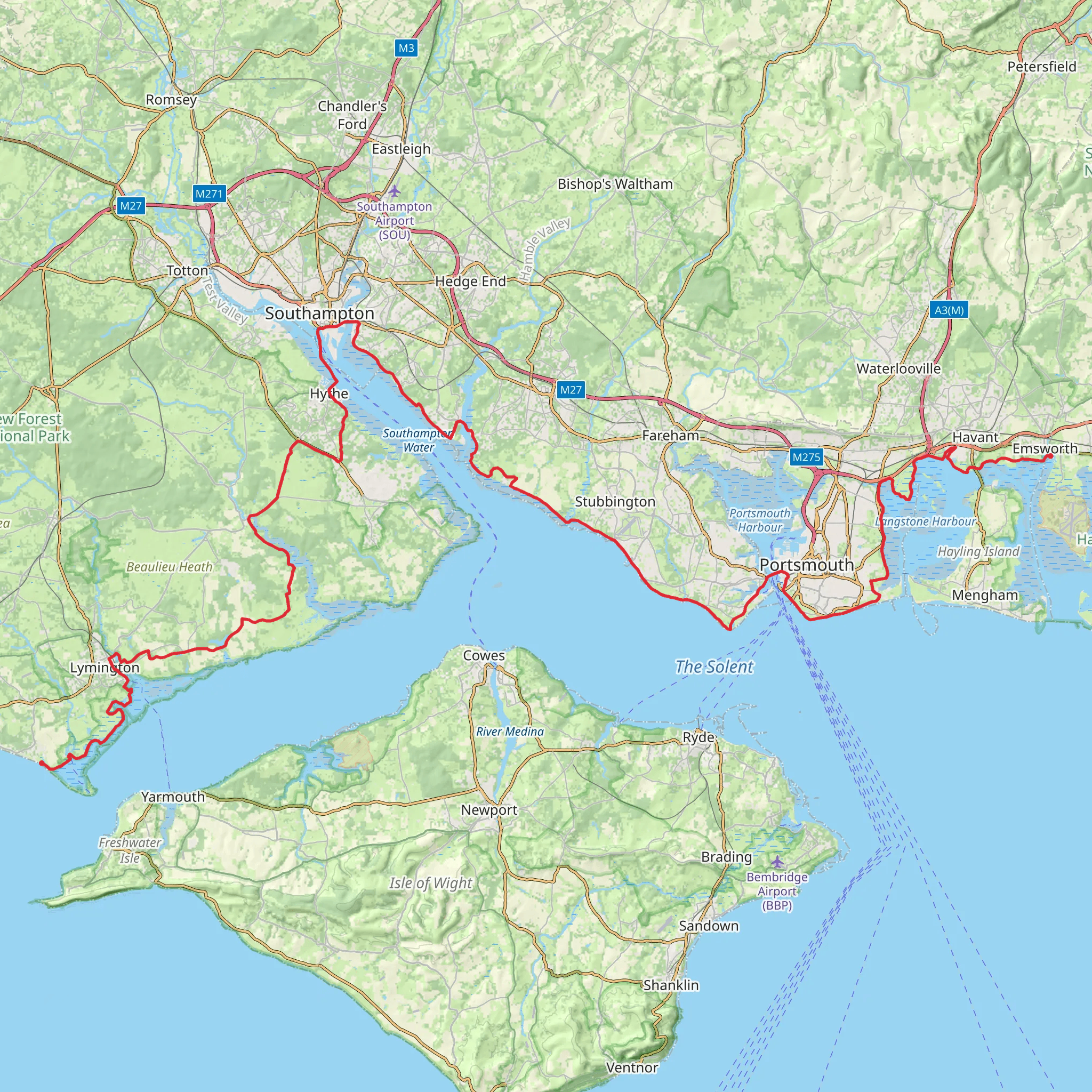 Solent Way mobile static map