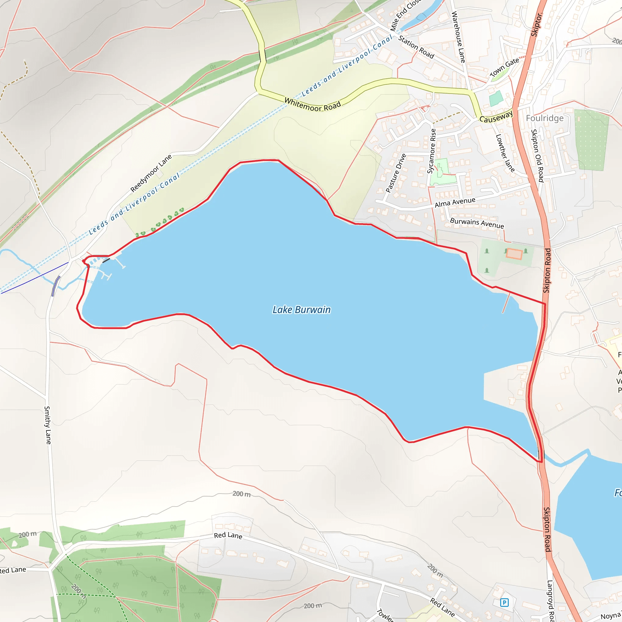 Foulridge Reservoir Loop mobile static map