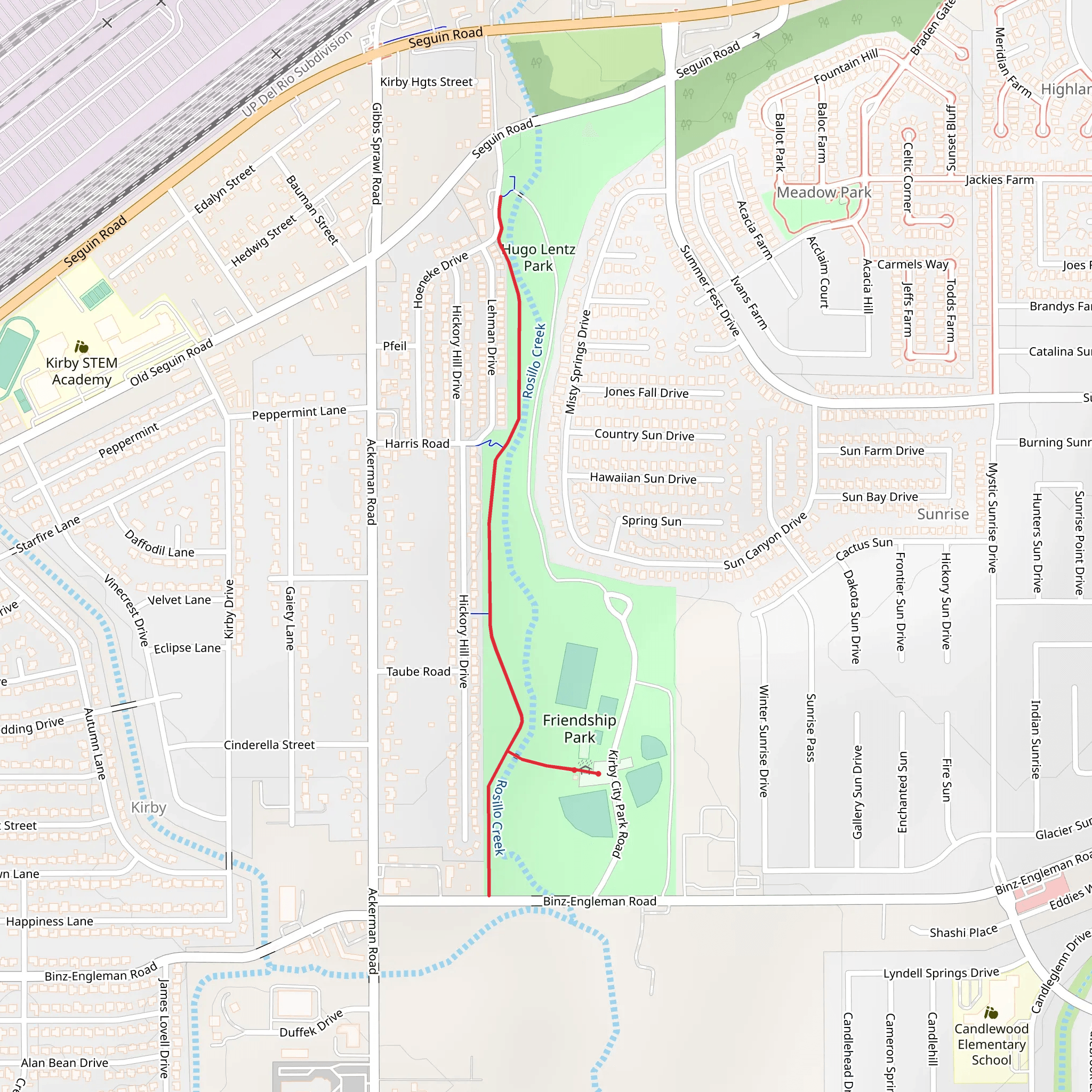 Friendship Park and Rosillo Creek Walk mobile static map