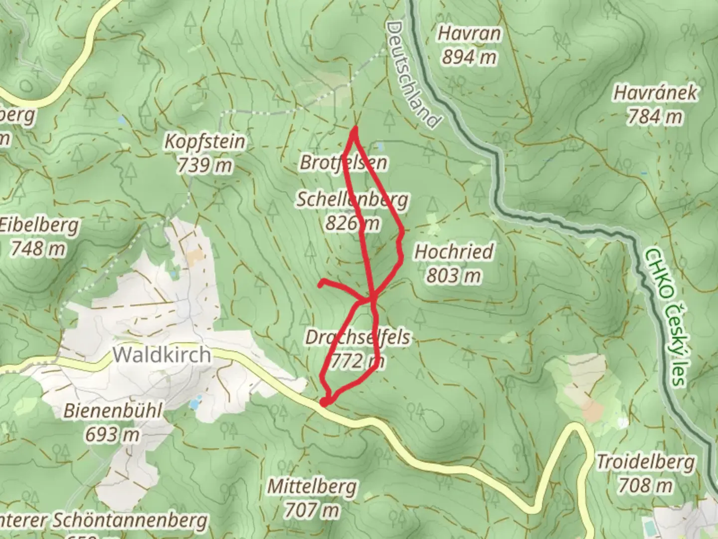 An image depicting the trail Schellenberg and Dolme Loop and its surrounding area.