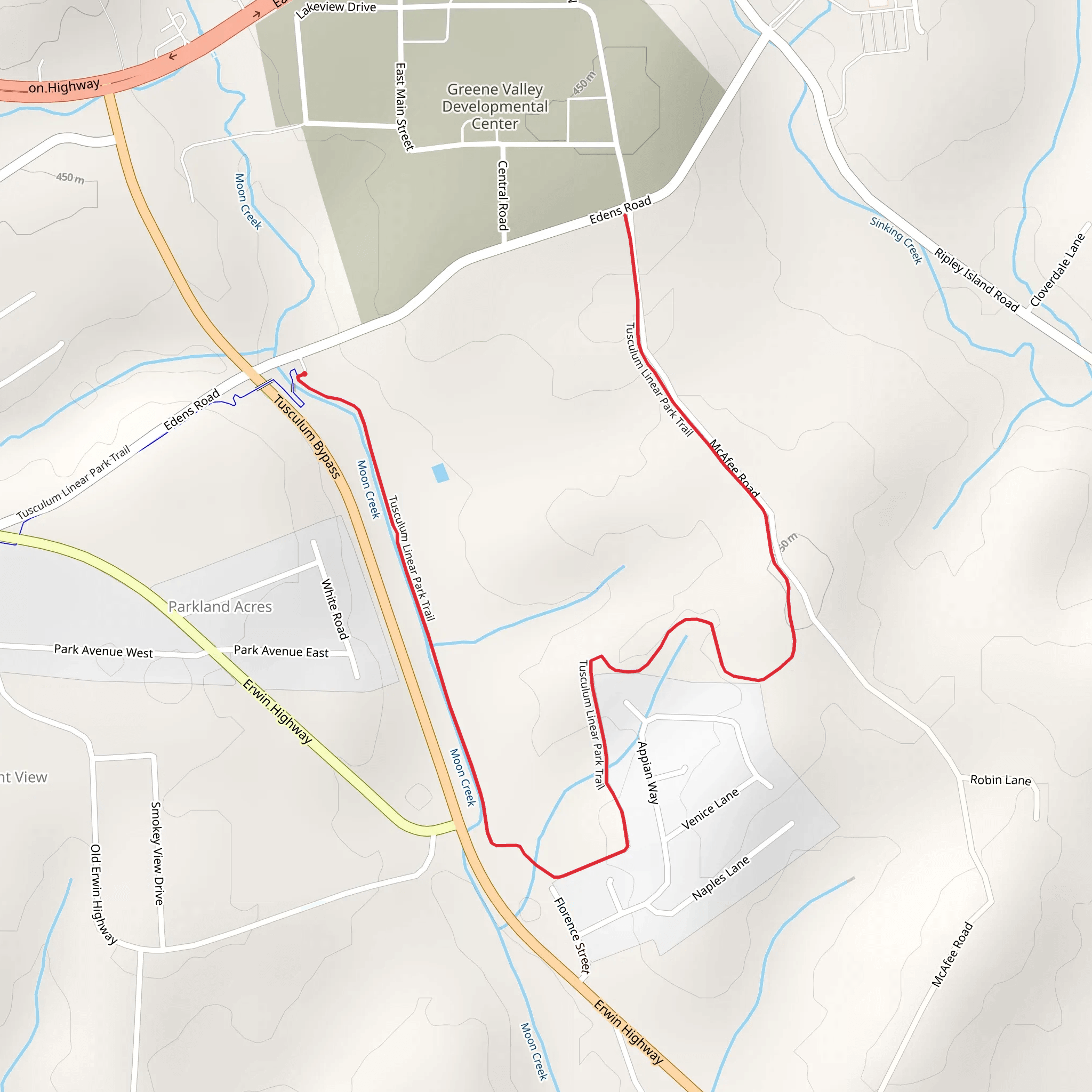 Tusculum Linear Park Trail mobile static map