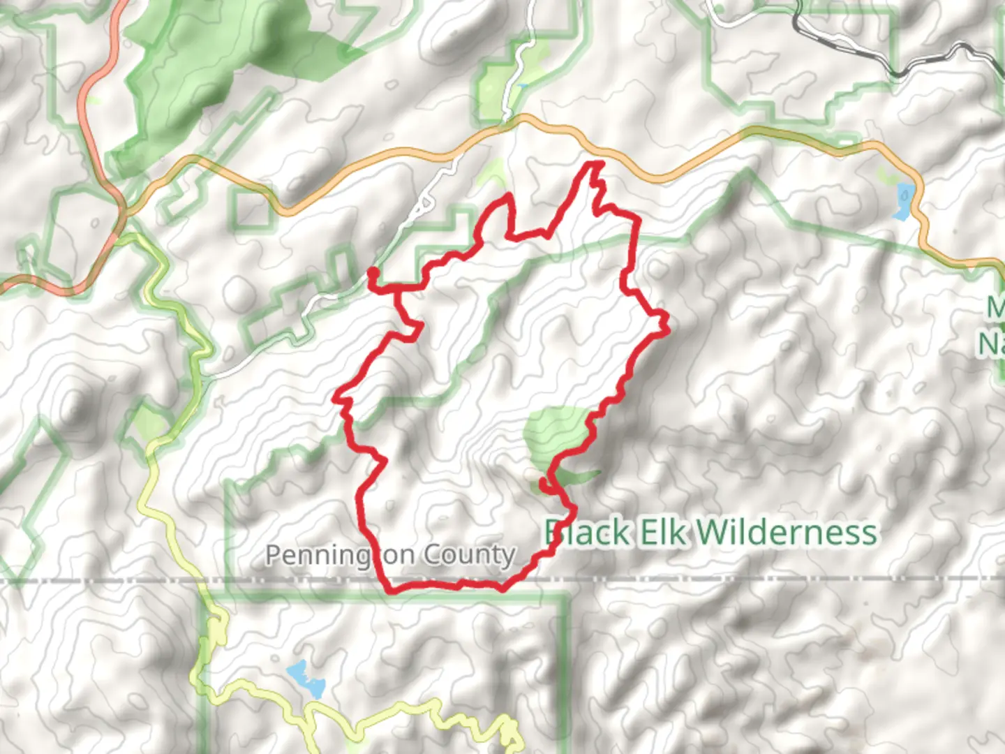 An image depicting the trail Black Elk Peak and Elkhorn Mountain Loop and its surrounding area.