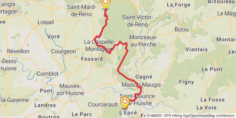 GR 22 - De Paris Au Mont Saint Michel stage 13 Map