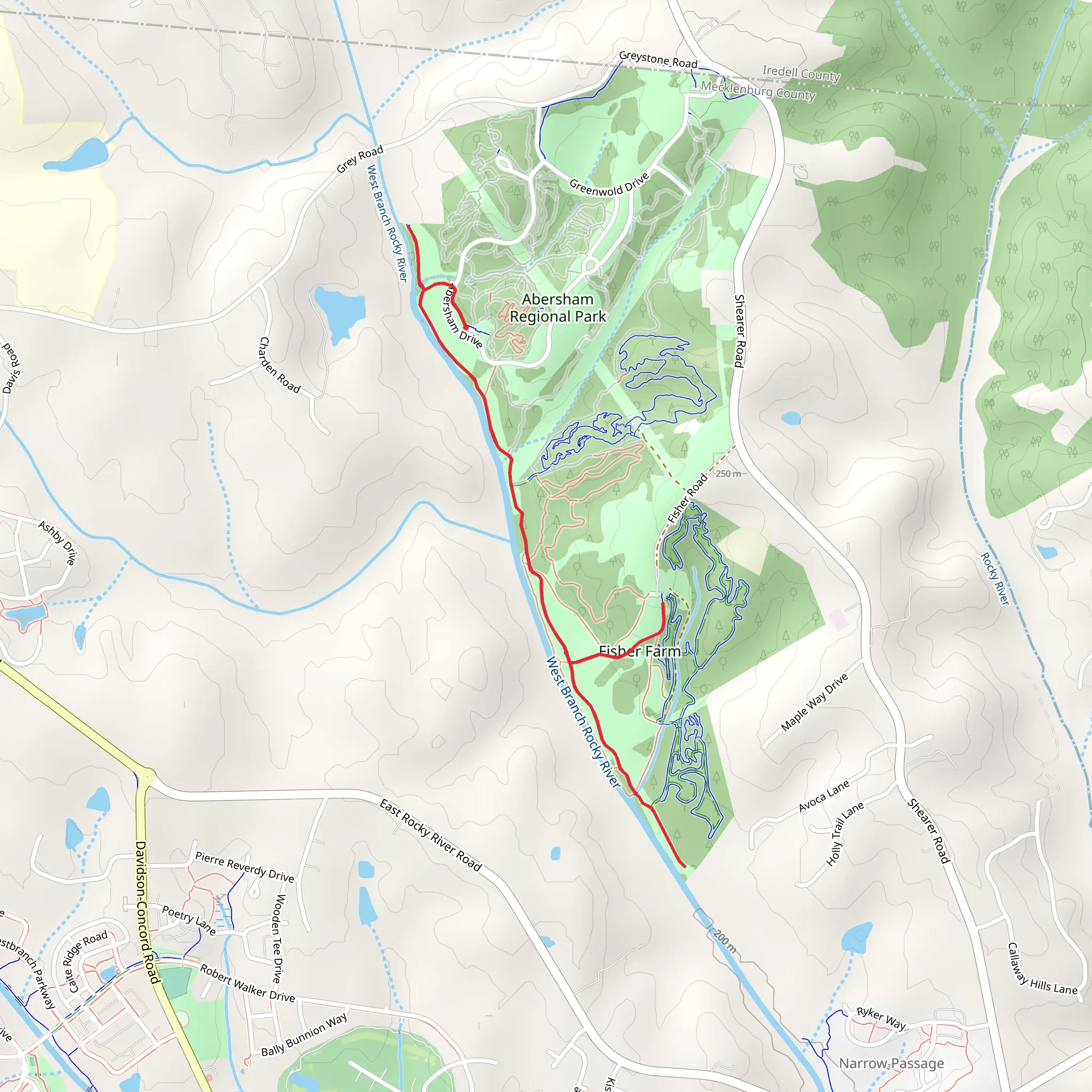 West Branch Rocky River Greenway mobile static map