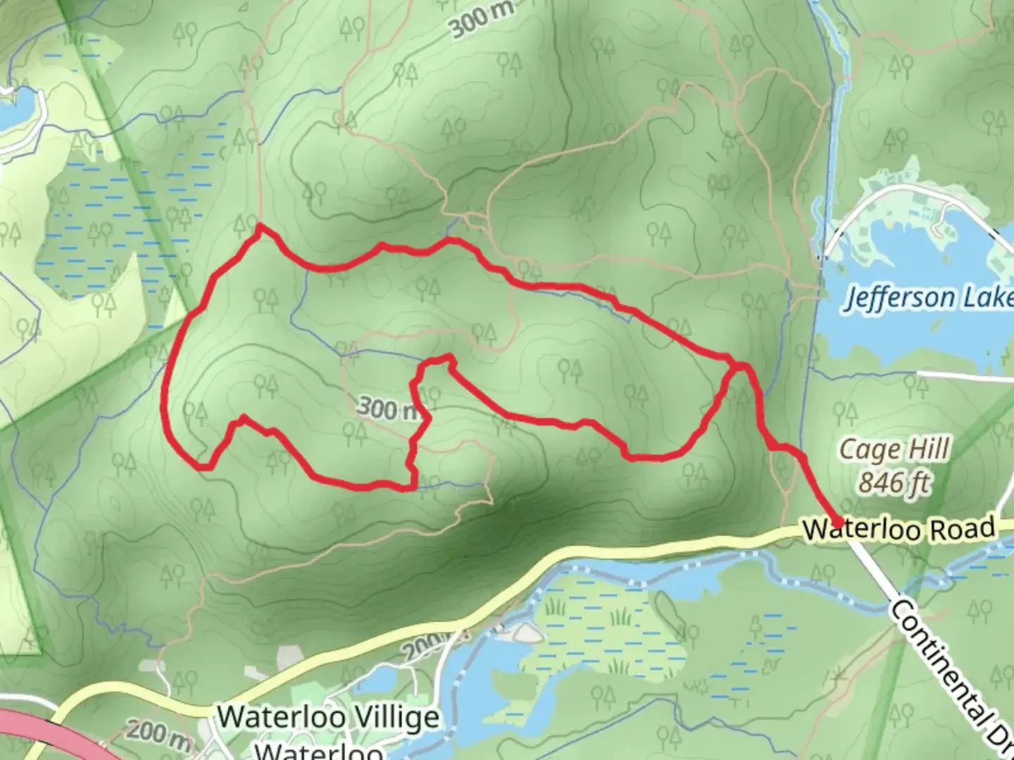 An image depicting the trail Cage Hill - Pebble Loop - Yellow and its surrounding area.