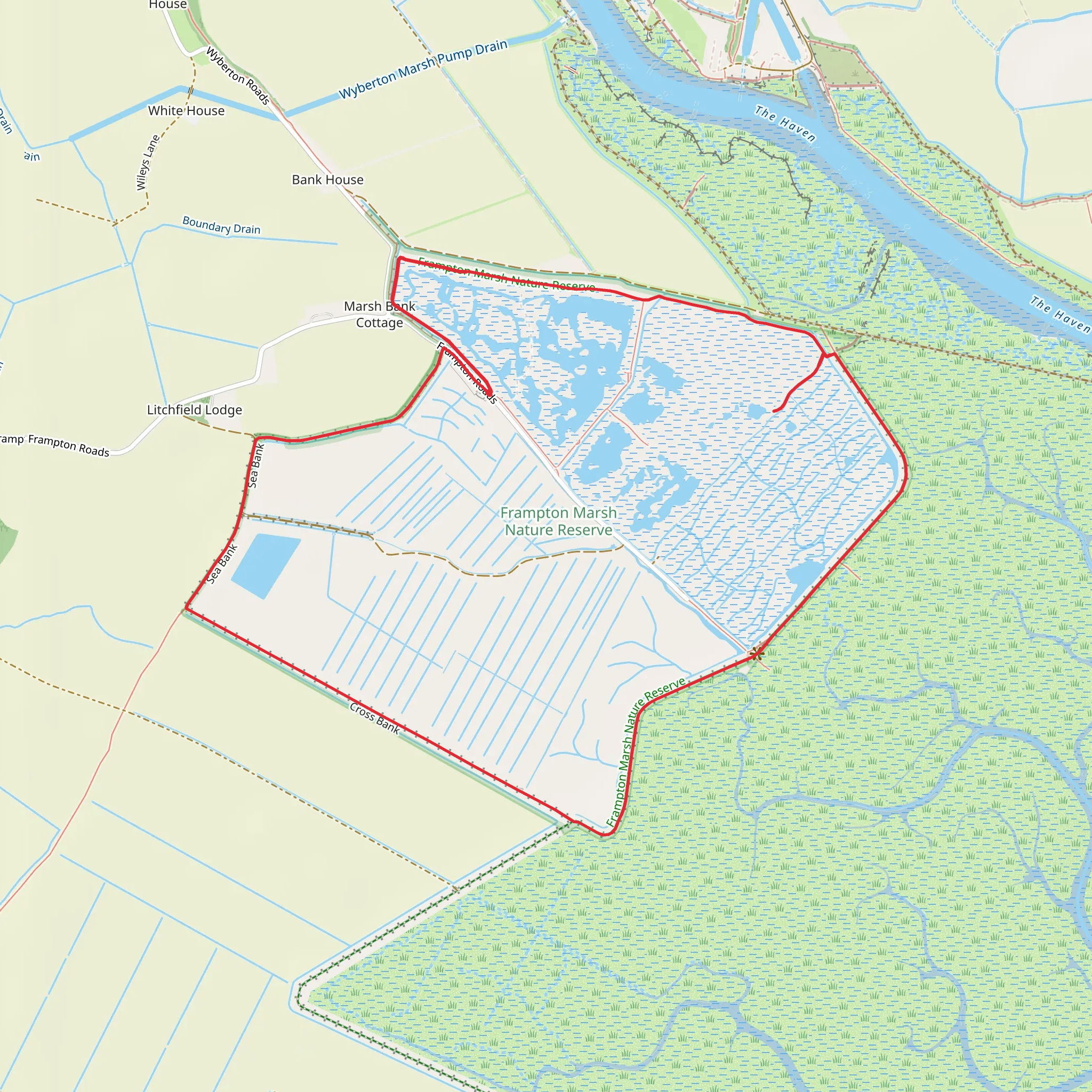 Frampton Marsh Nature Reserve Loop mobile static map