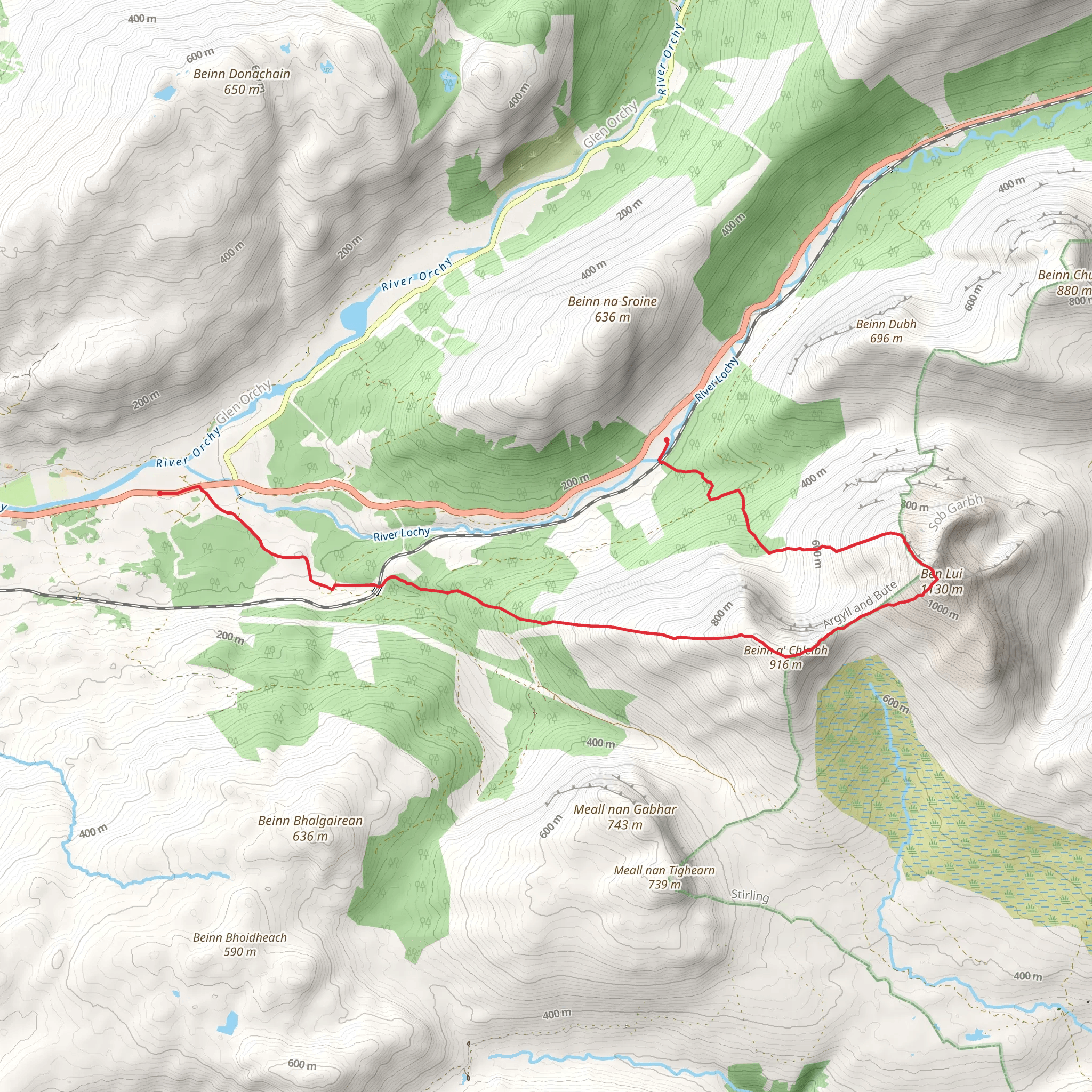 Ben Lui and Beinn a' Chleibh mobile static map
