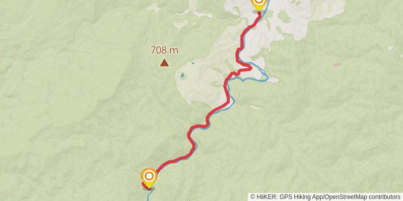 Redpath Road End to Nikau Flat Hut stage 1 Map