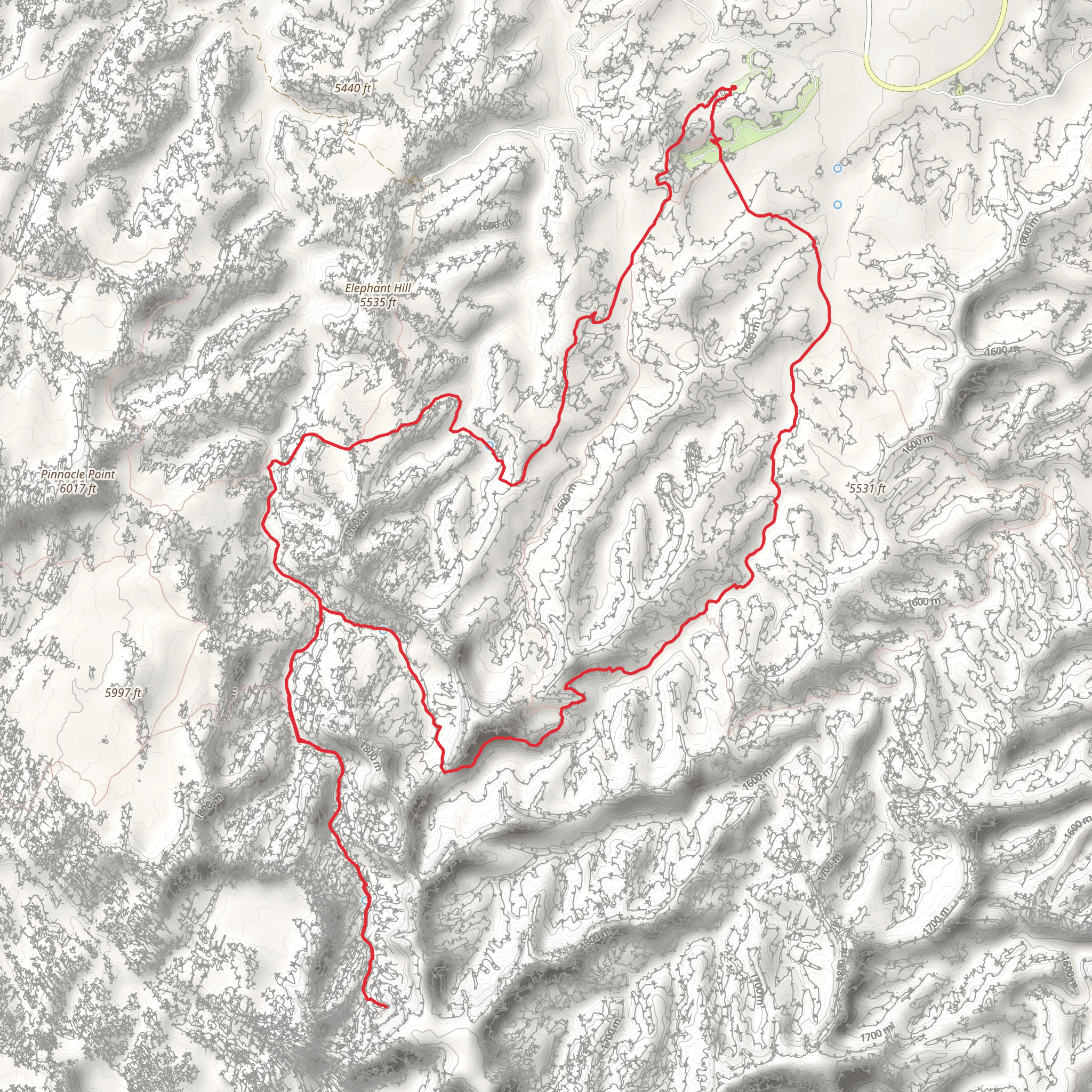 Big Spring to Elephant Canyon TrailSquaw Flat Trail mobile static map