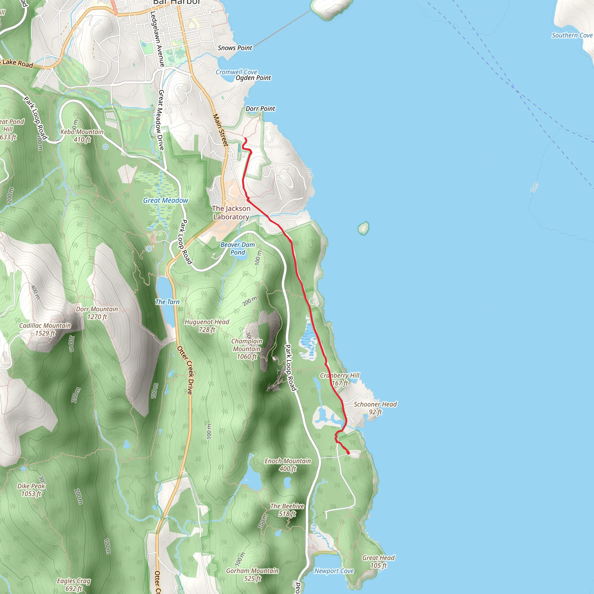 Schooner Head Path Trail mobile static map