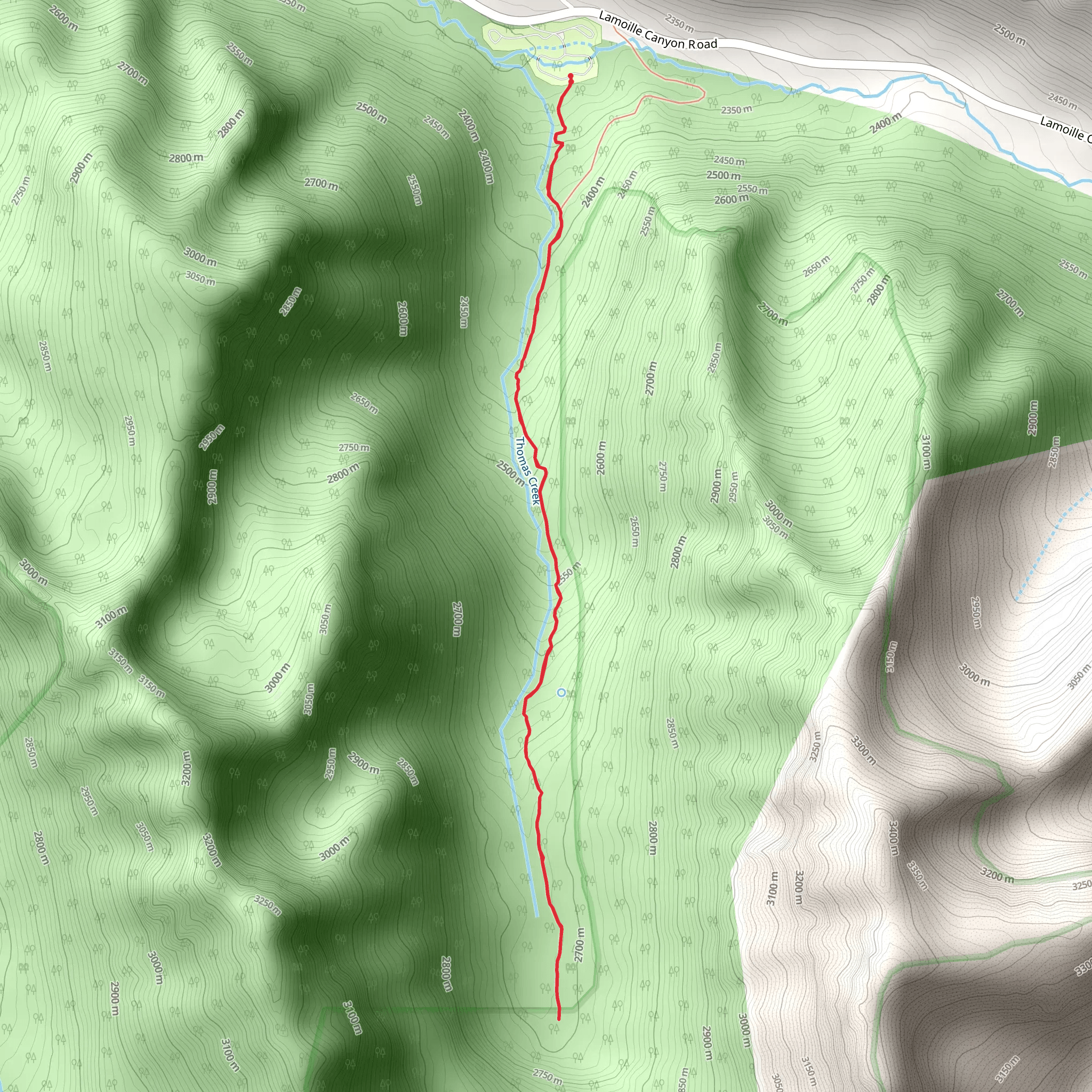 Walk along Thomas Creek mobile static map