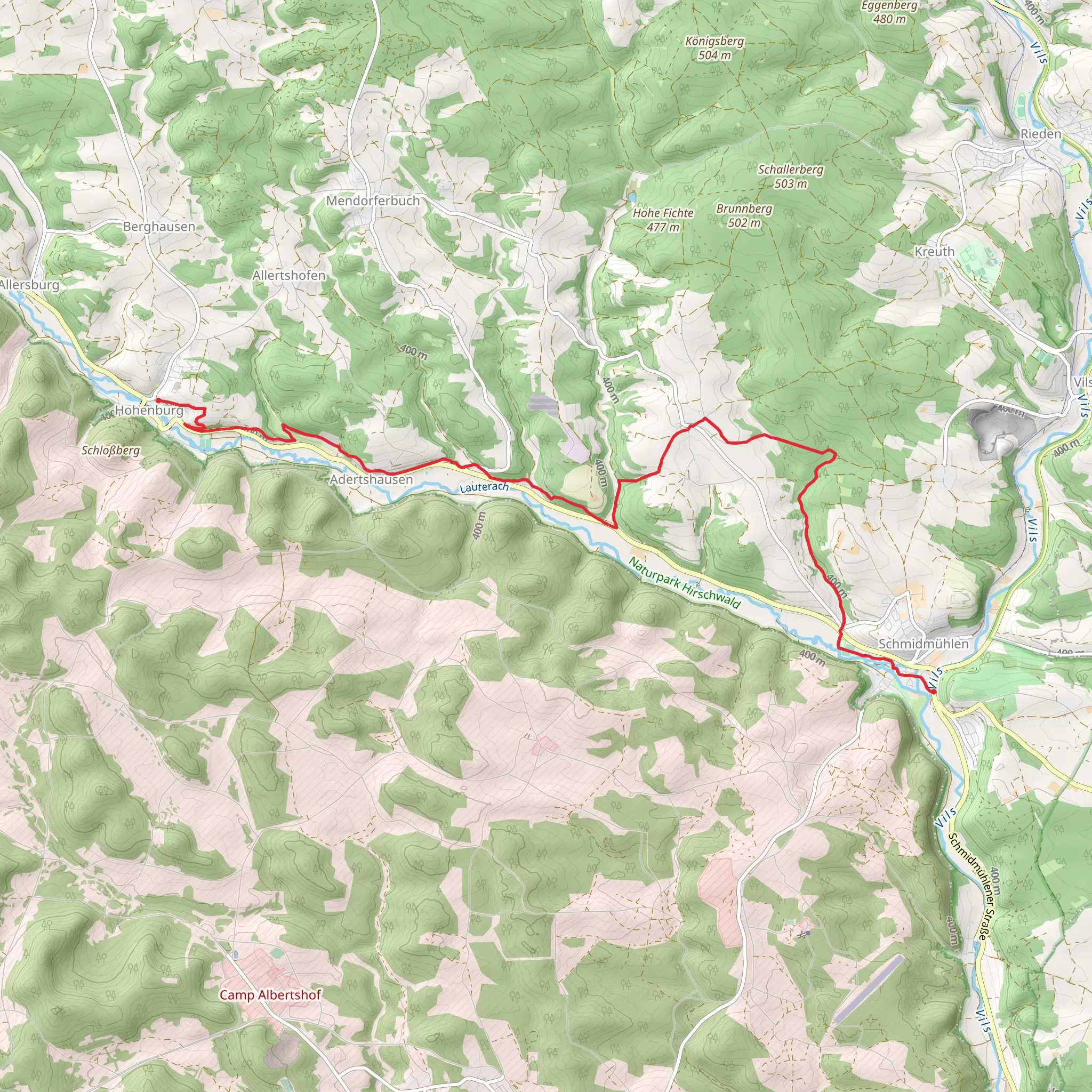 Schmidmuhlen to Hohenburg Walk mobile static map