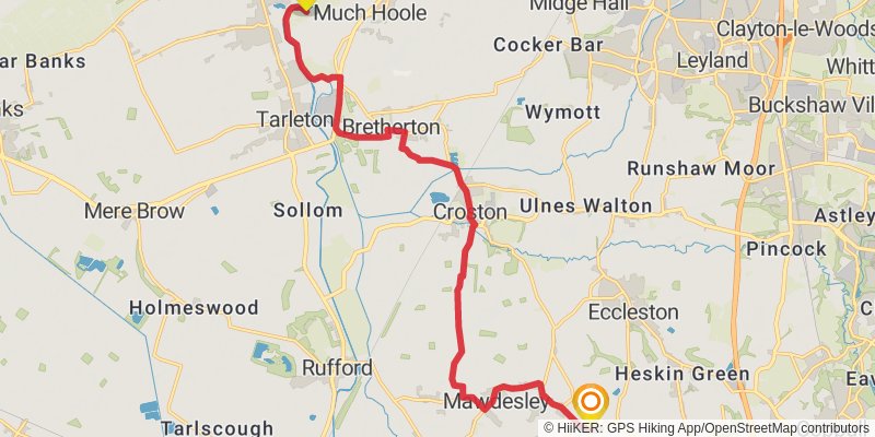 Lancashire's Southern Loop Walk stage 6 Map